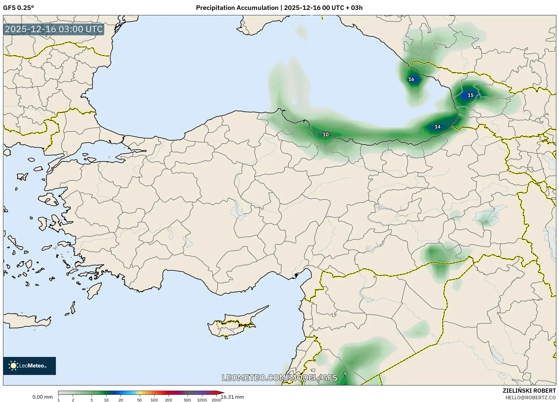 GFS model - Turkey, Precipitation Accumulation