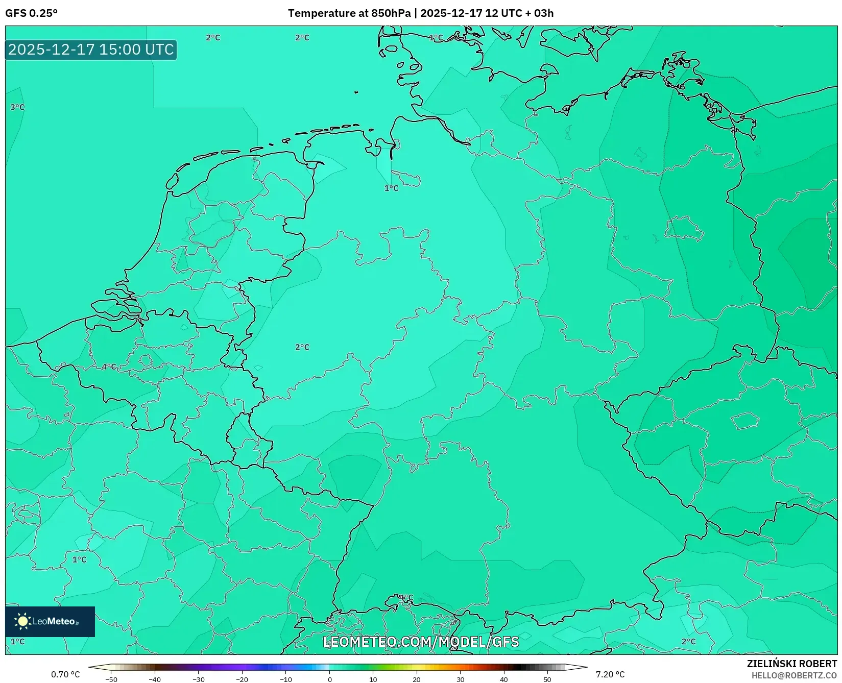 GFS model - Germany, Temperature at 850hPa
