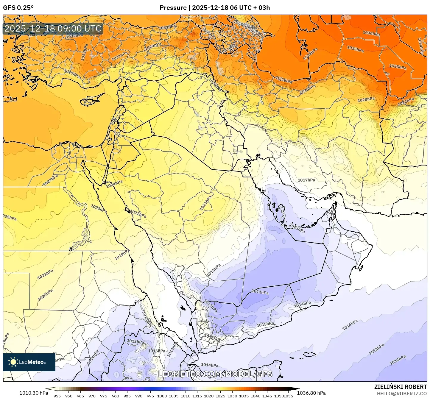 GFS model - Middle East, Pressure