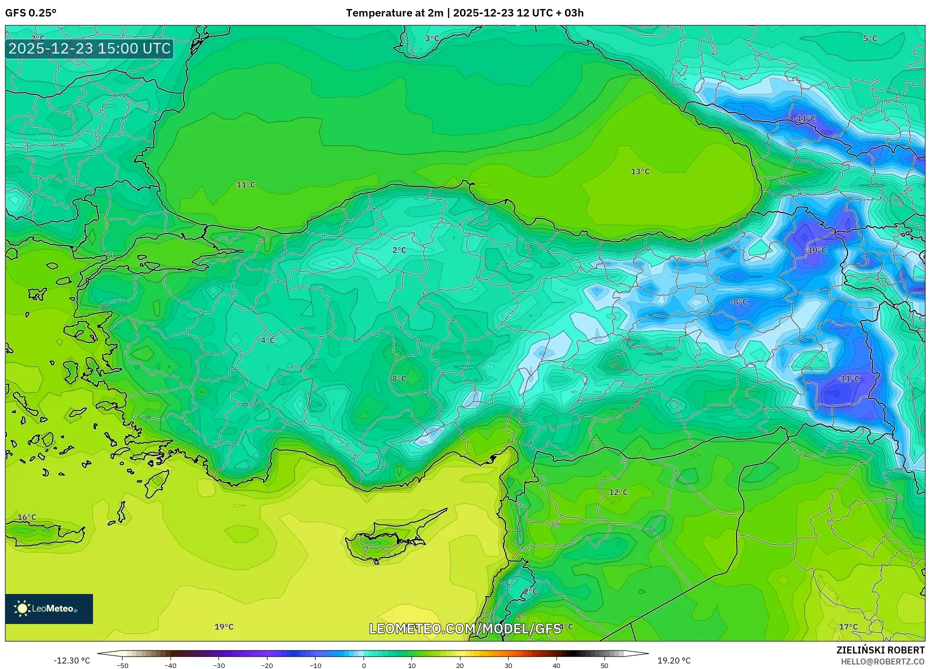 GFS model - Turkey, Temperature at 2m
