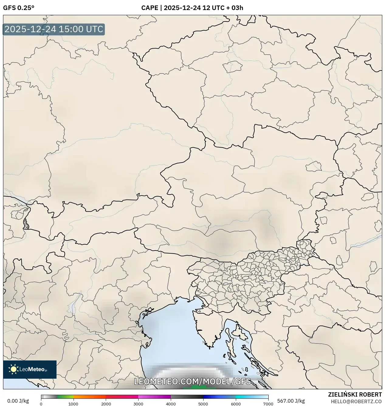 GFS model - Austria, CAPE