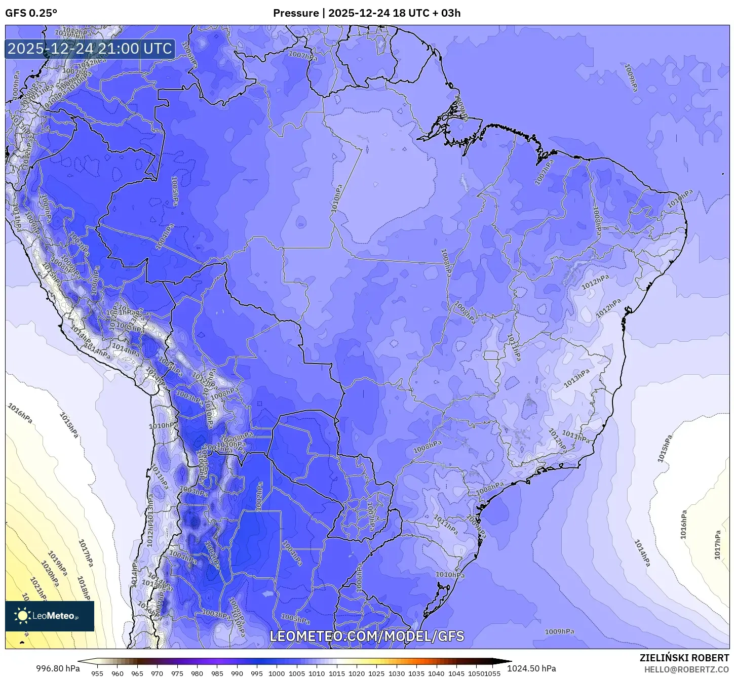GFS model - Brazil, Pressure