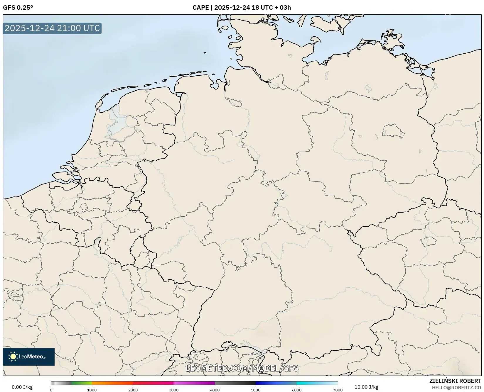GFS model - Germany, CAPE