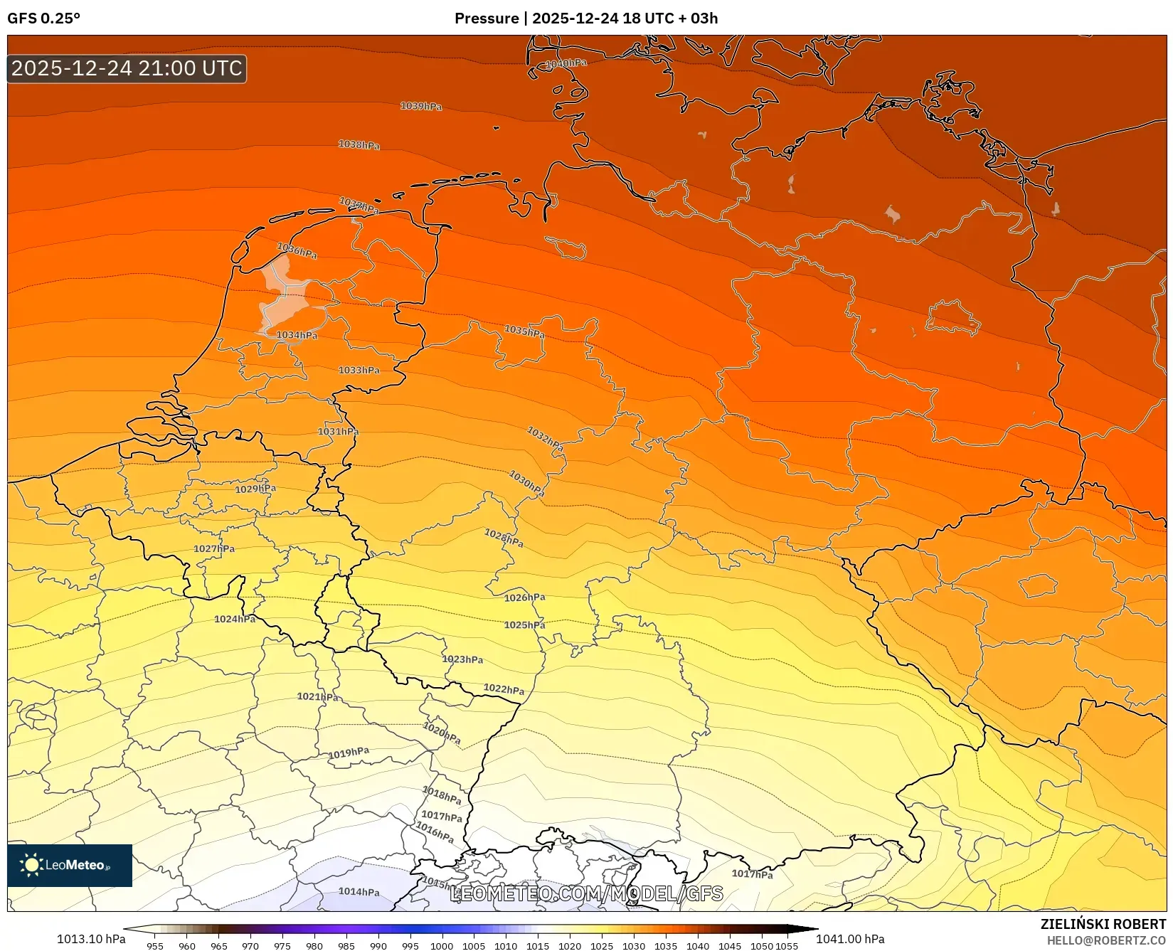 GFS model - Germany, Pressure