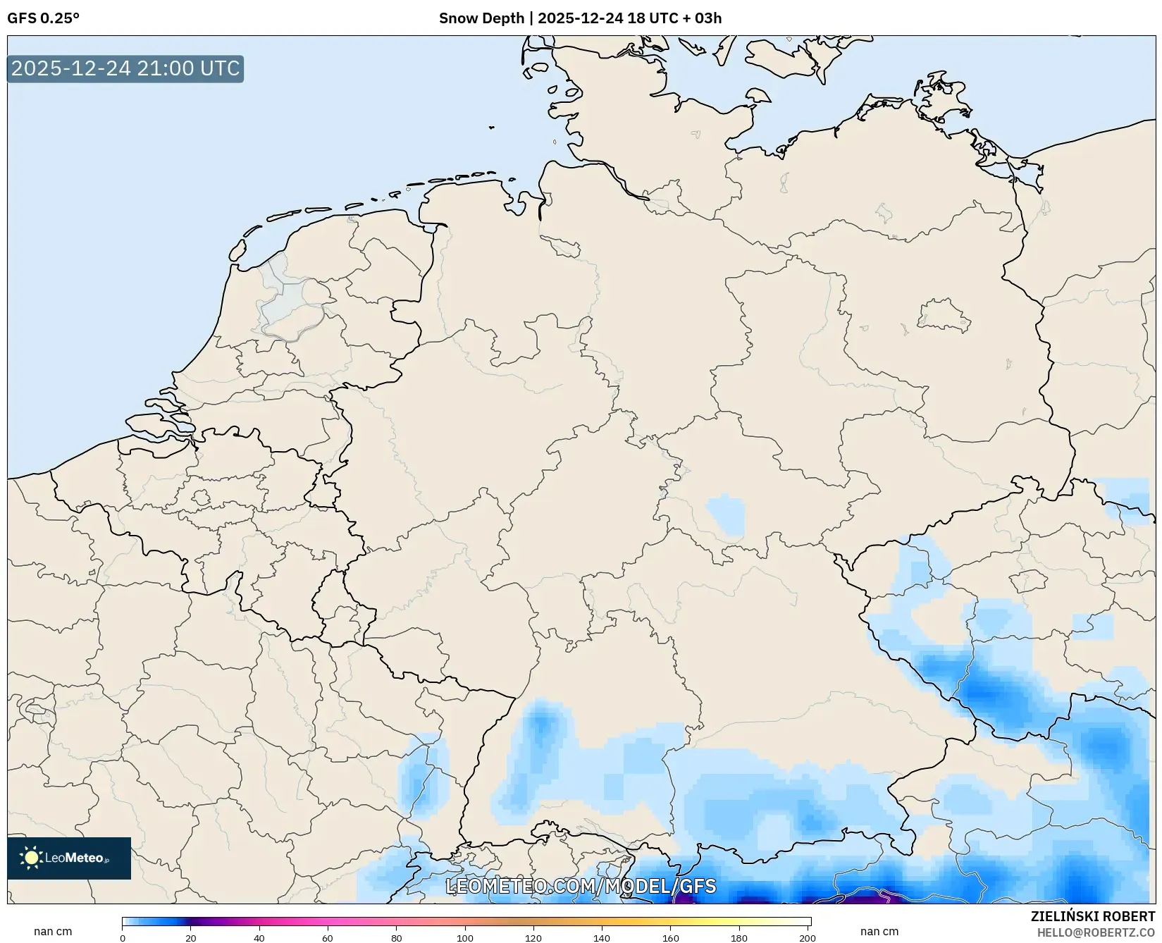 GFS model - Germany, Snow Depth