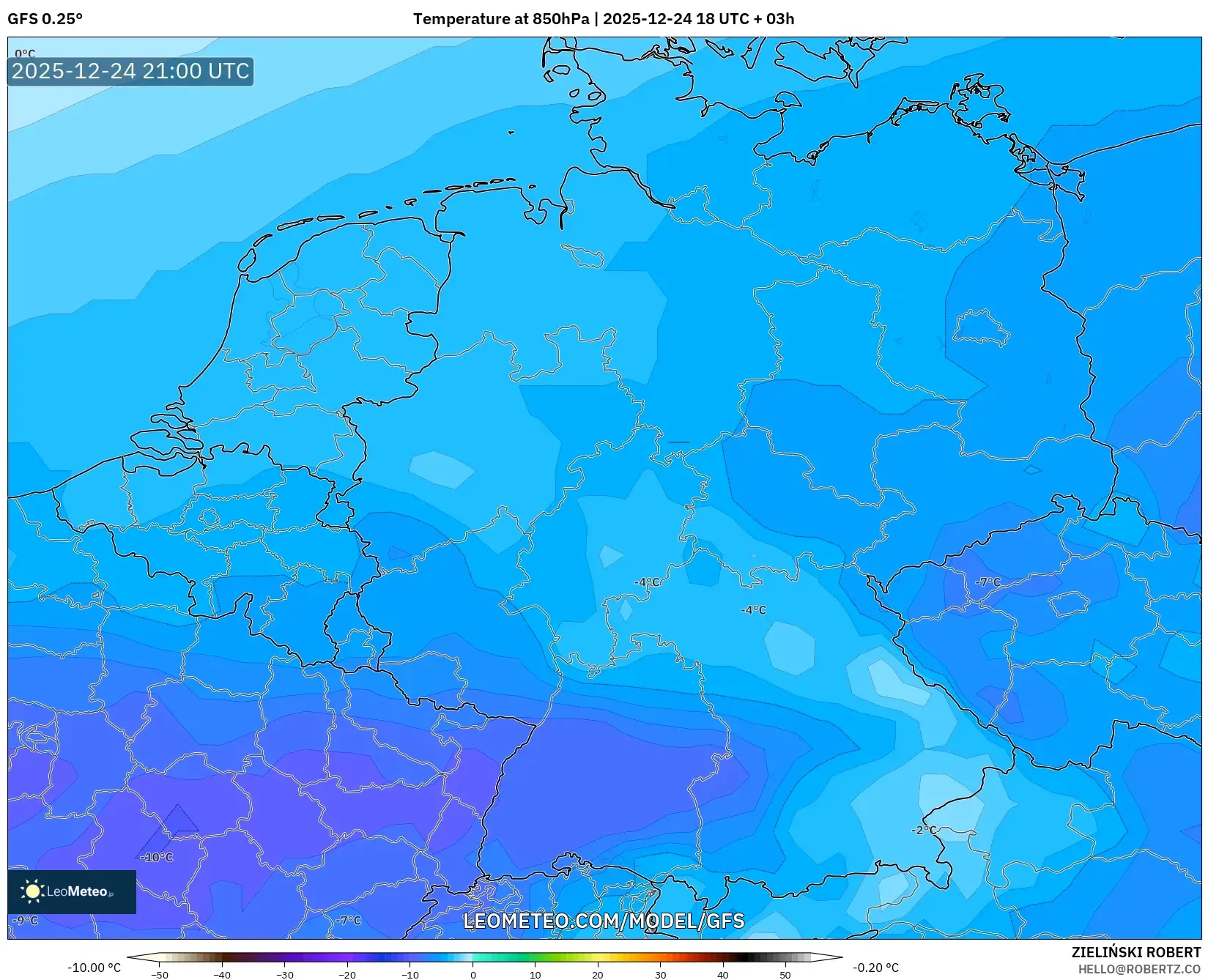 GFS model - Germany, Temperature at 850hPa