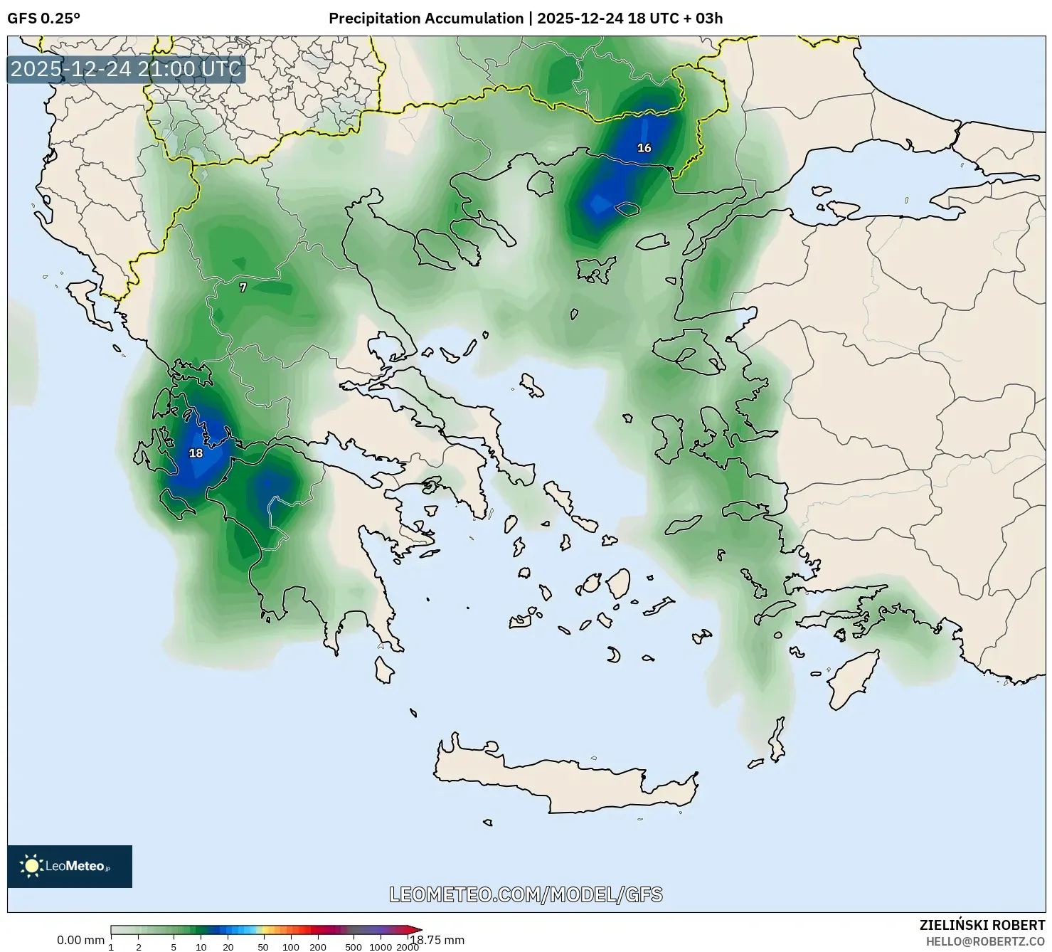 GFS model - Greece, Precipitation Accumulation