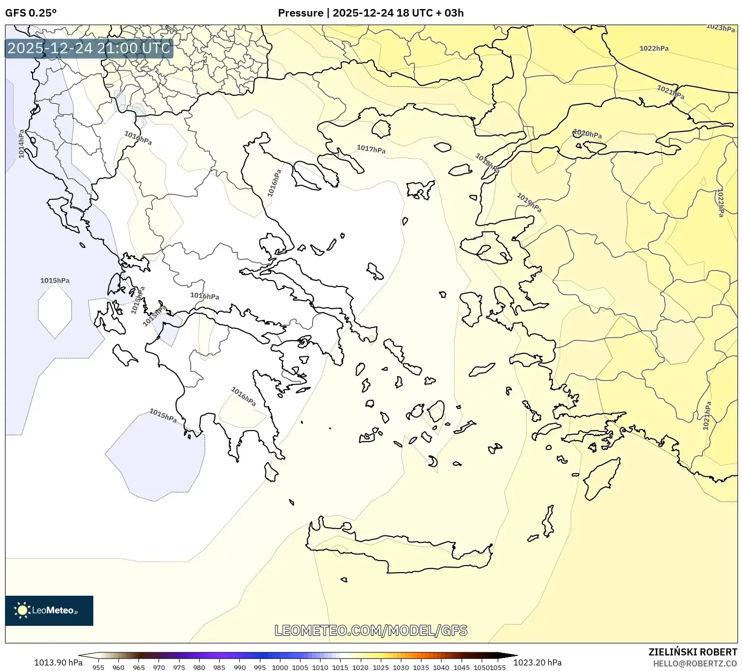 GFS model - Greece, Pressure