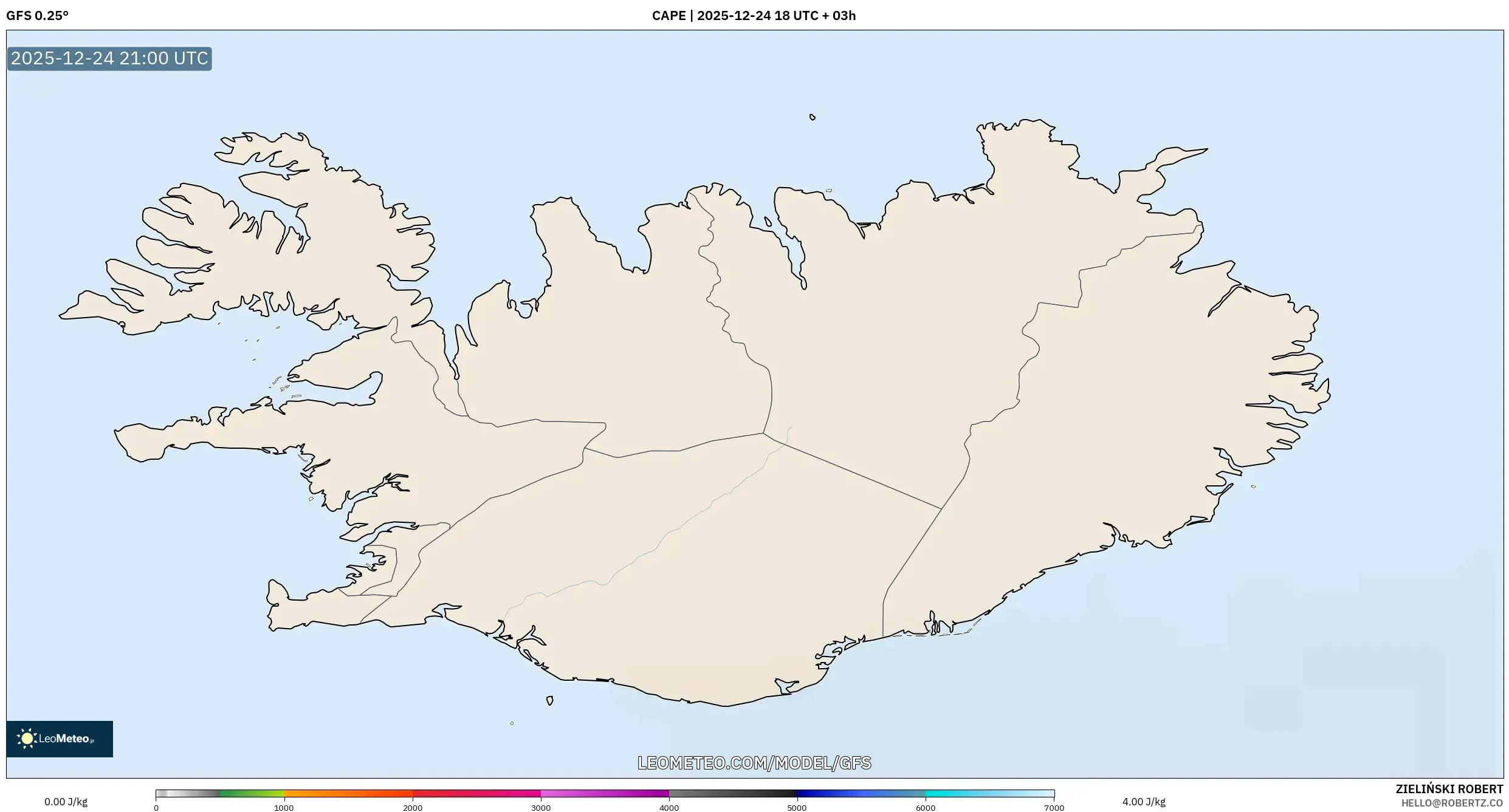 GFS model - Iceland, CAPE