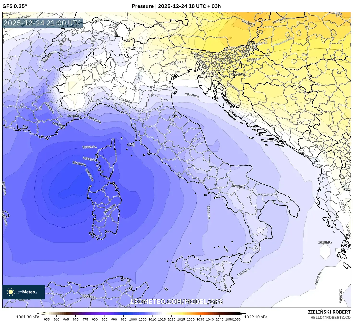 GFS model - Italy, Pressure