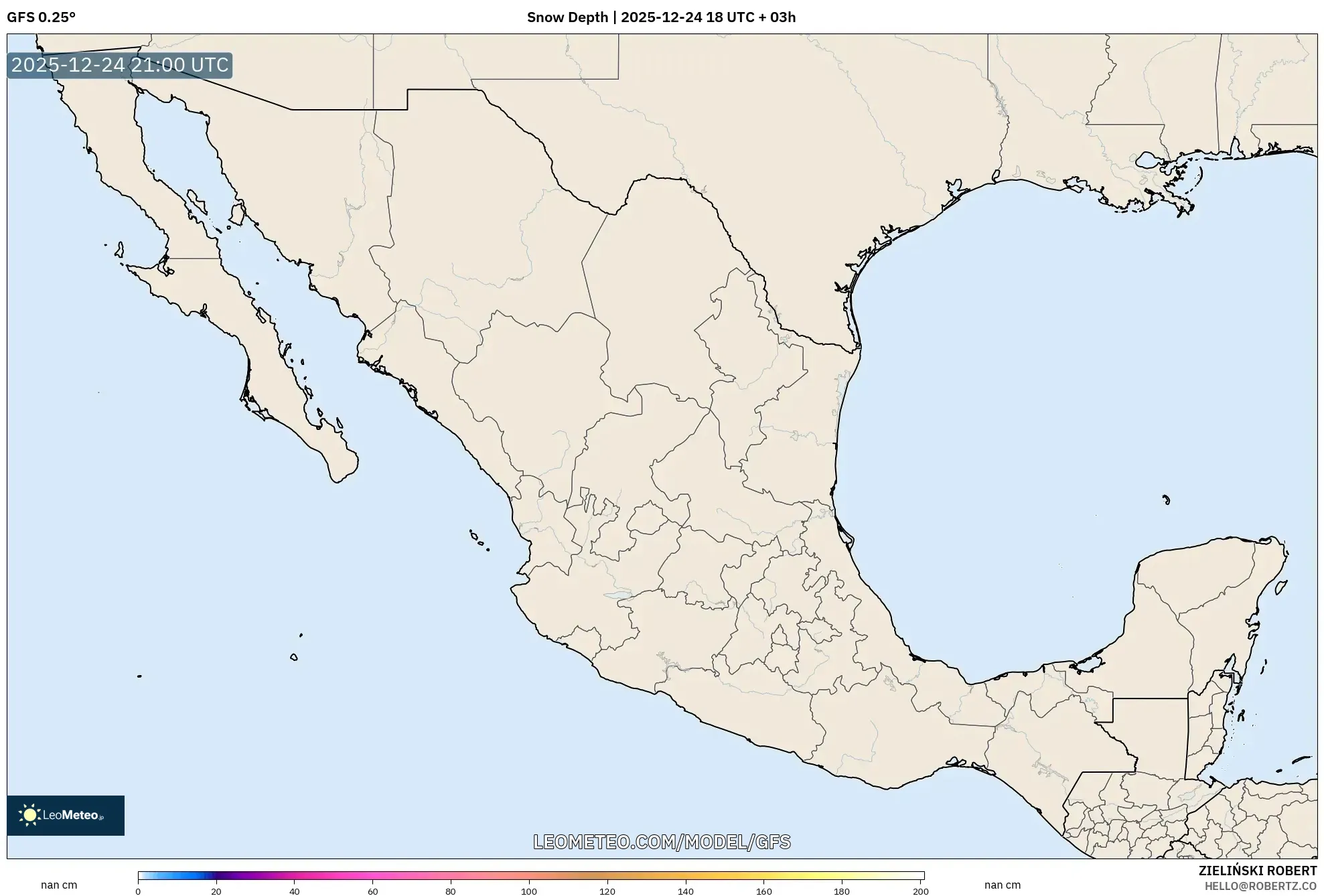GFS model - Mexico, Snow Depth