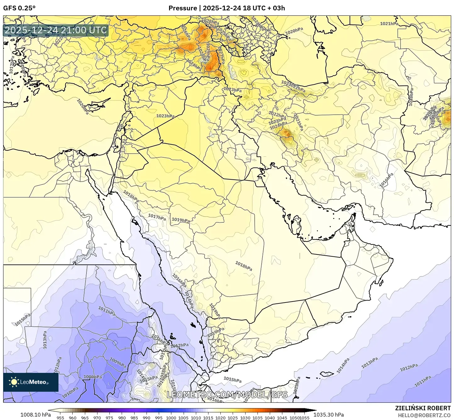 GFS model - Middle East, Pressure