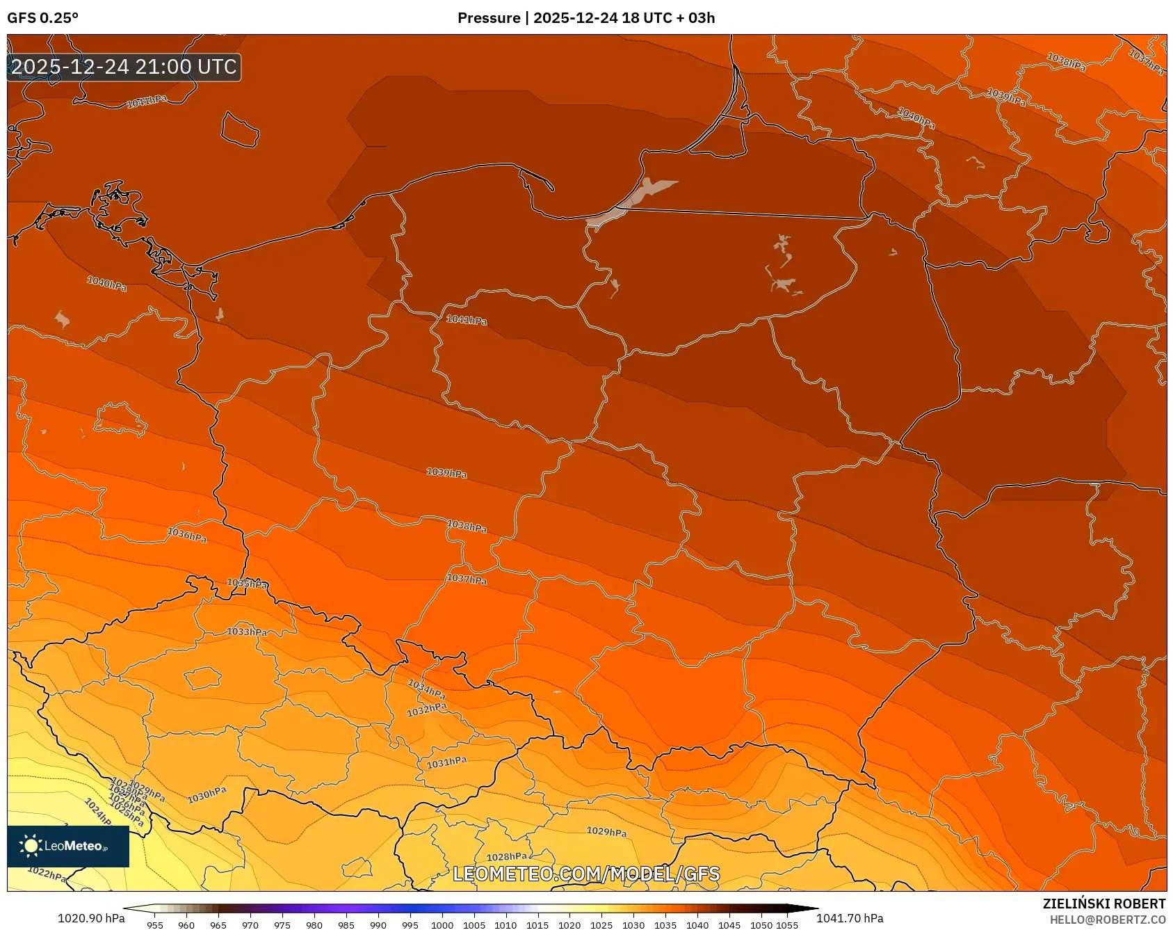 GFS model - Poland, Pressure