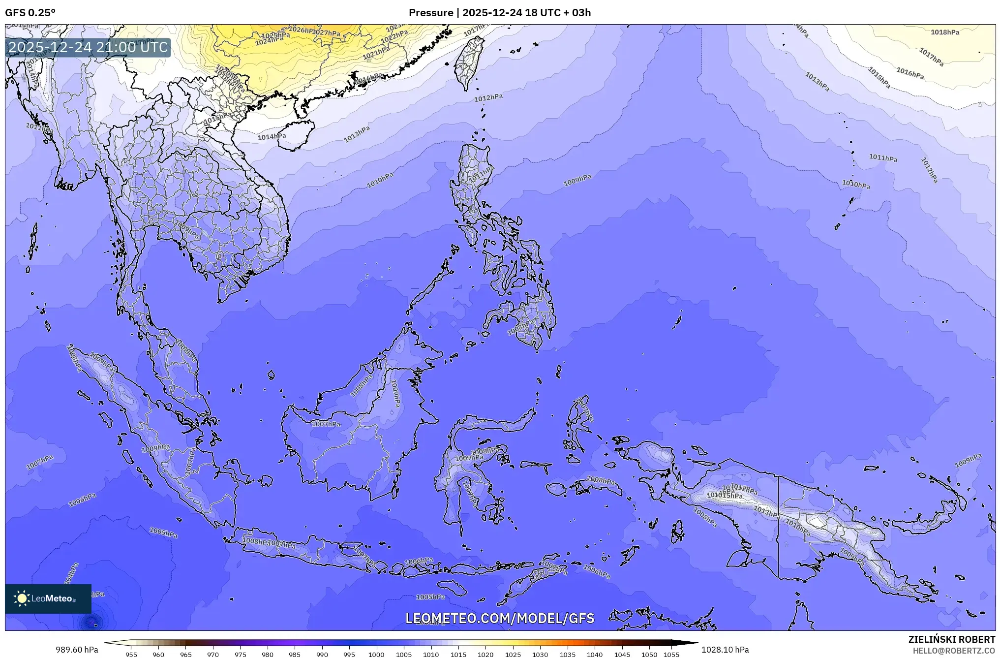 GFS model - South East Asia, Pressure