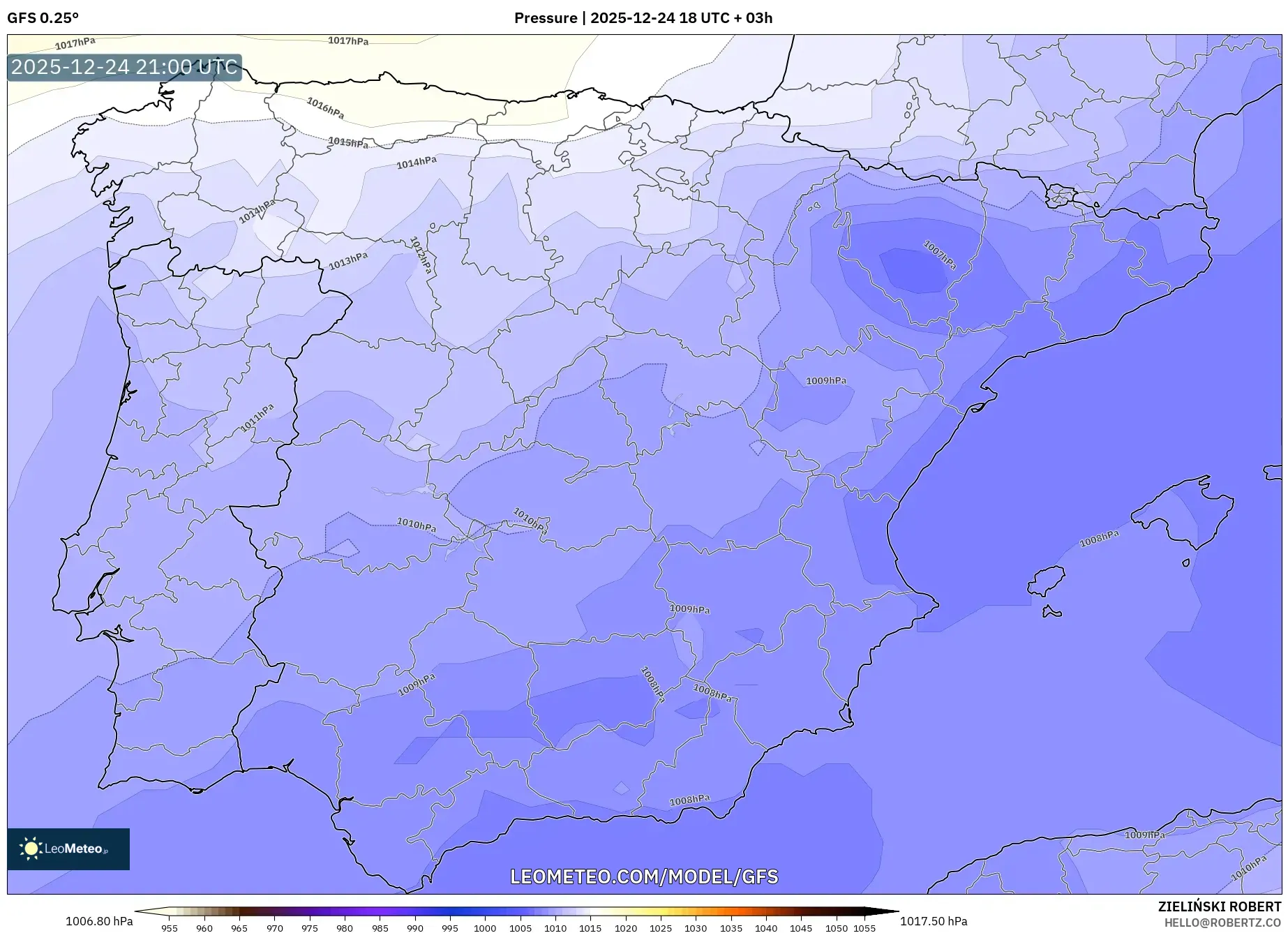 GFS model - Spain, Pressure
