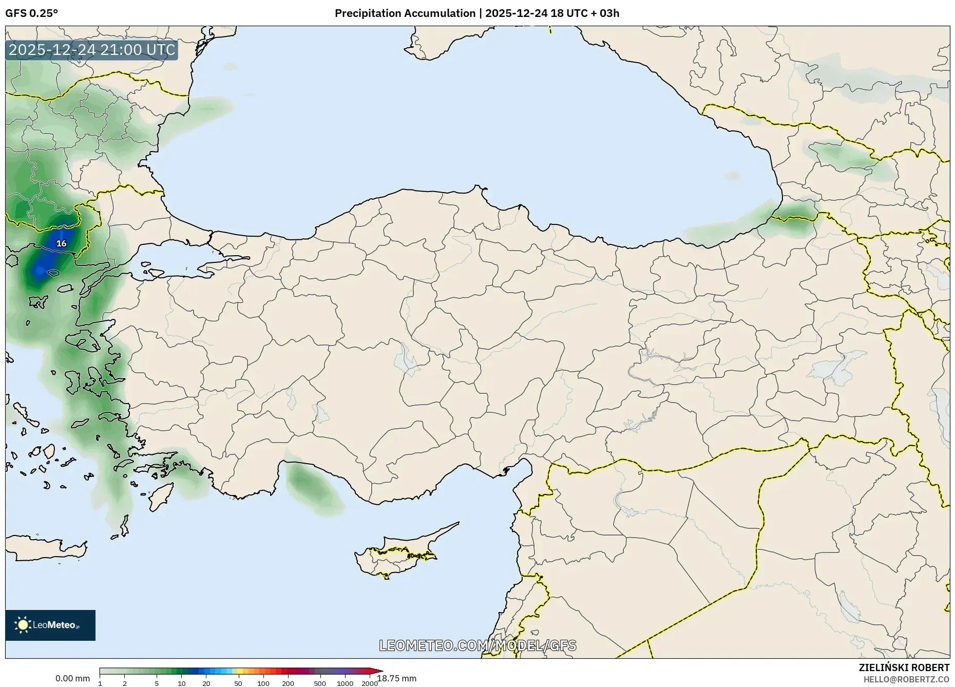 GFS model - Turkey, Precipitation Accumulation