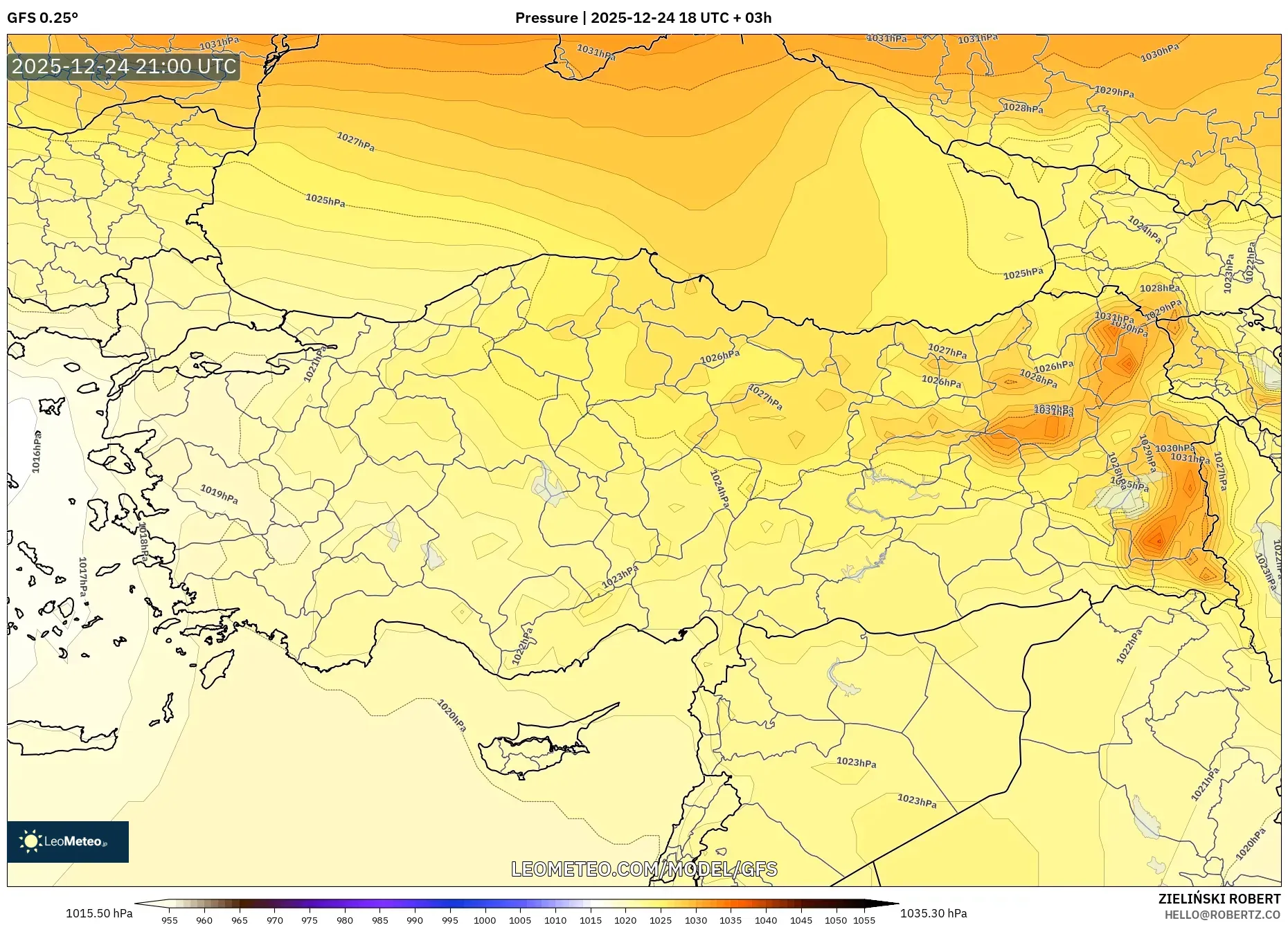 GFS model - Turkey, Pressure
