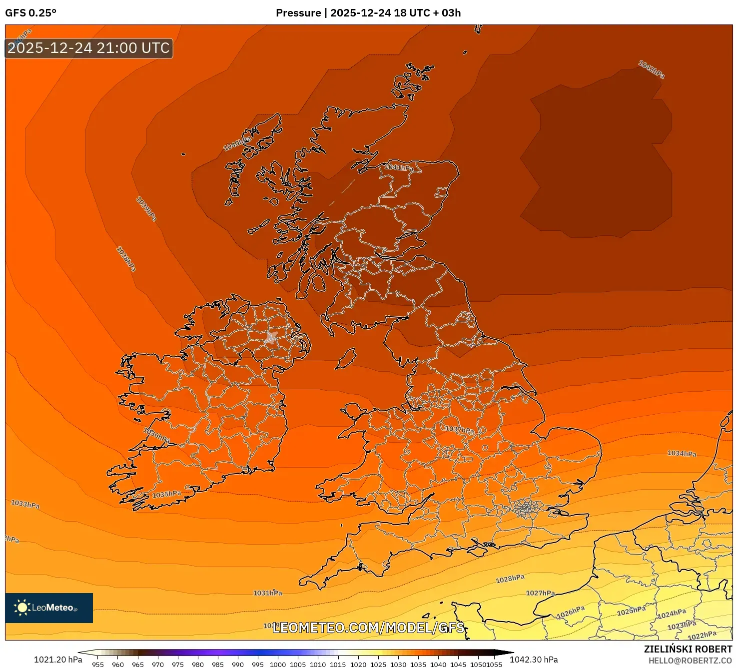 GFS model - United Kingdom, Pressure