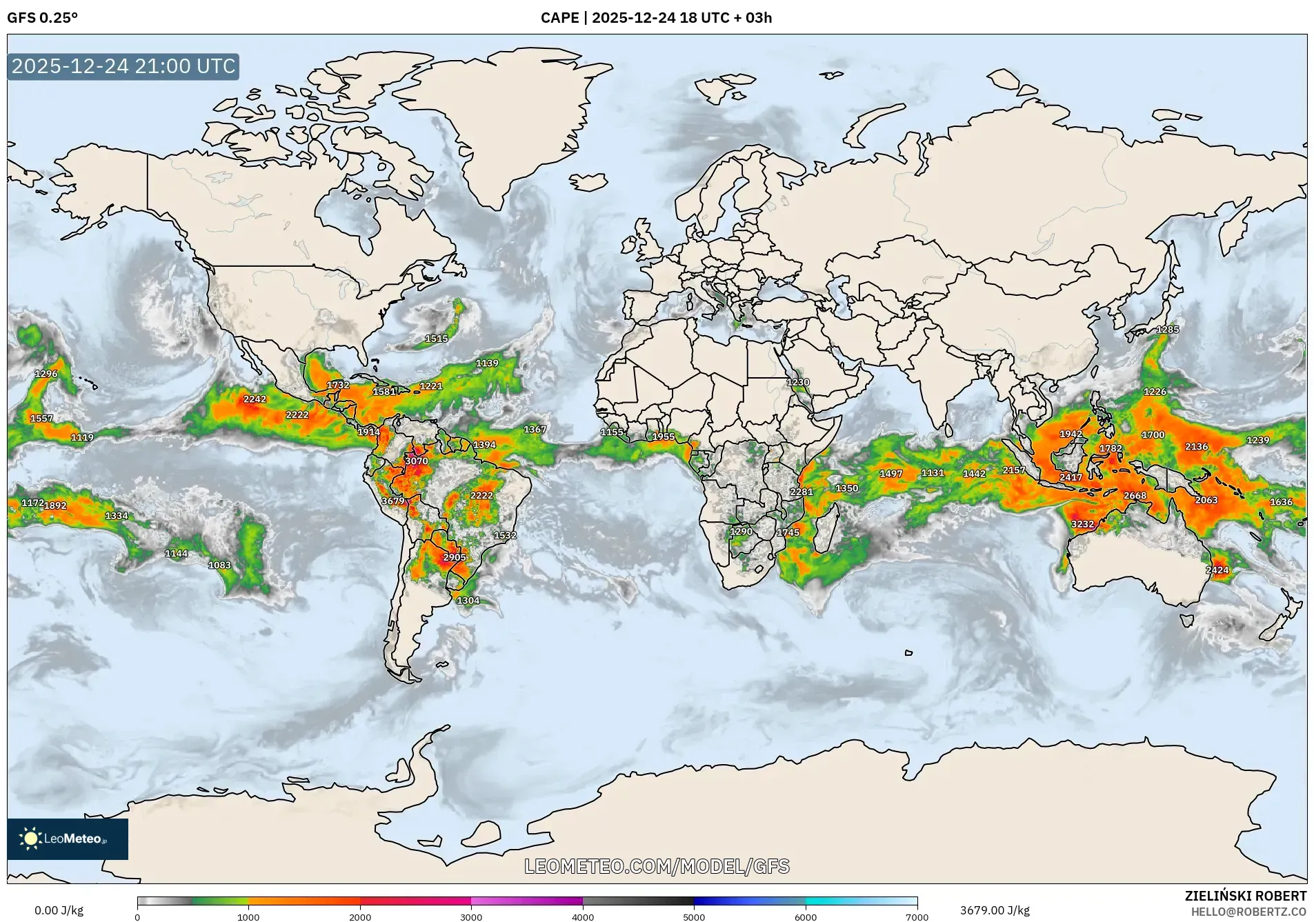 GFS model - World, CAPE