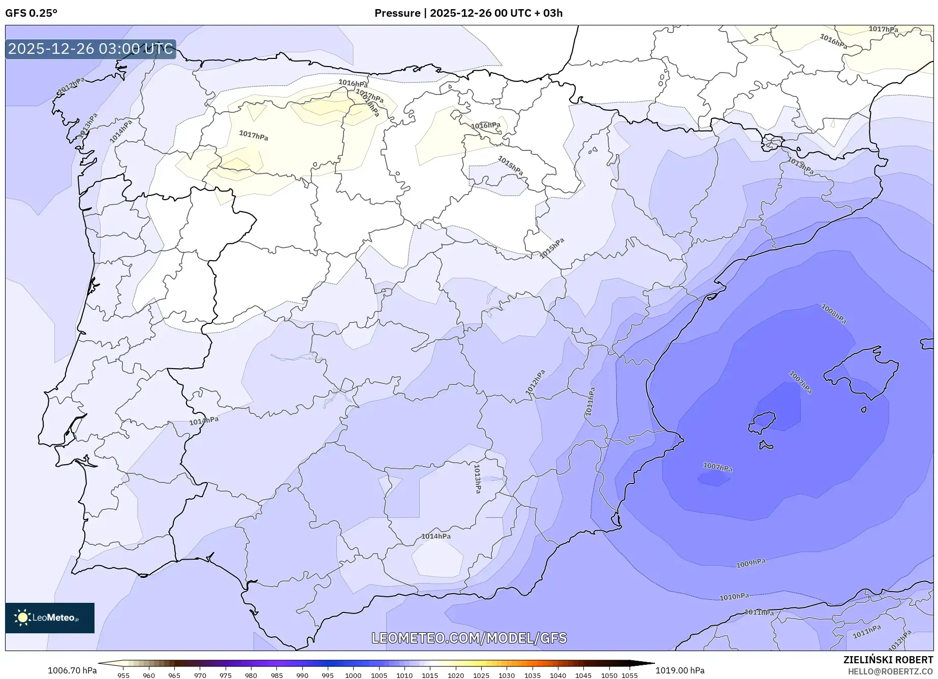 GFS model - Spain, Pressure