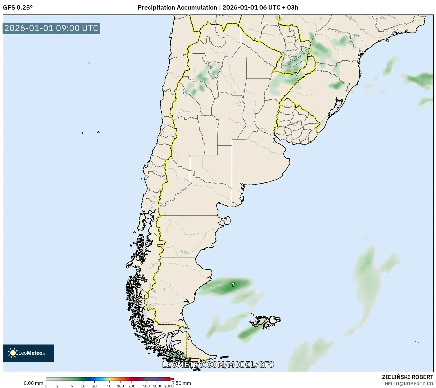 GFS model - Argentina, Precipitation Accumulation