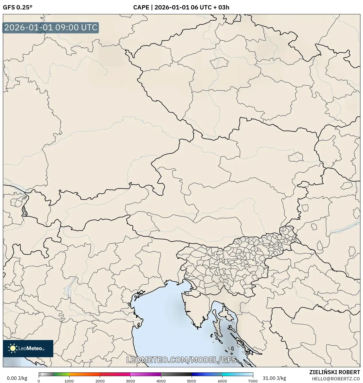 GFS model - Austria, CAPE