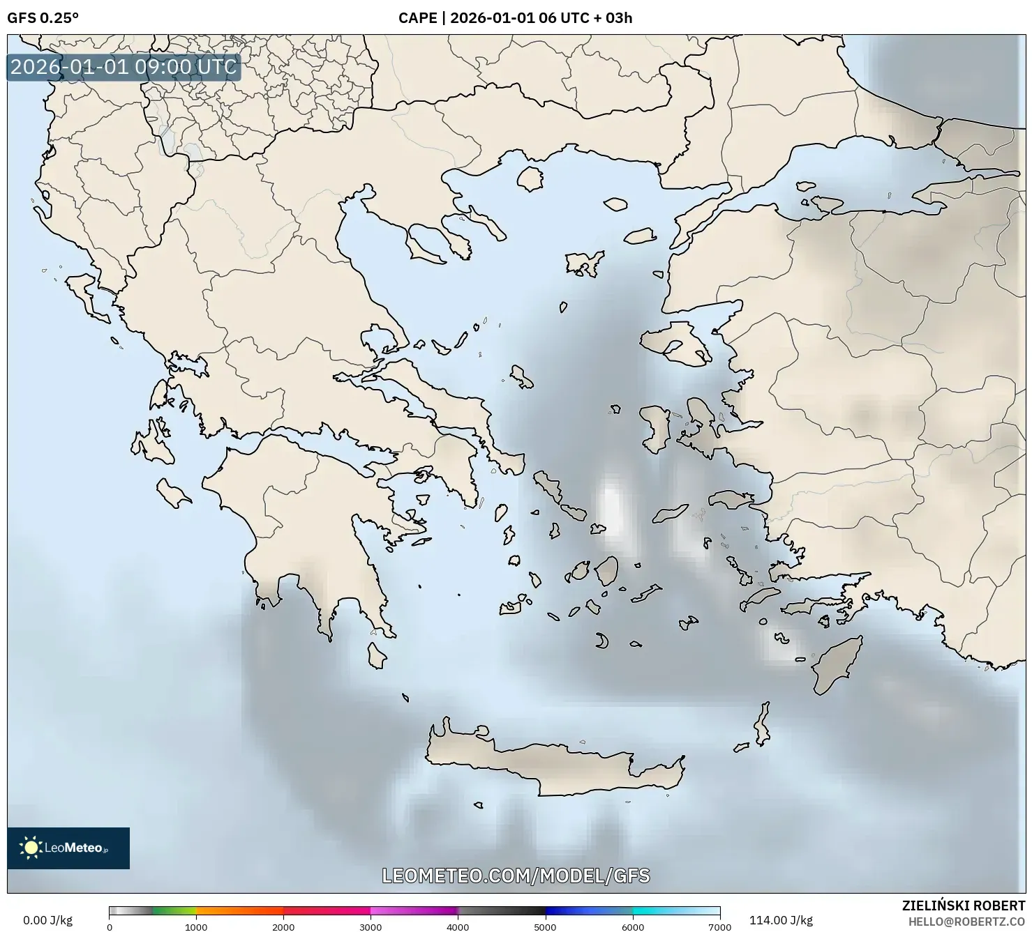 GFS model - Greece, CAPE