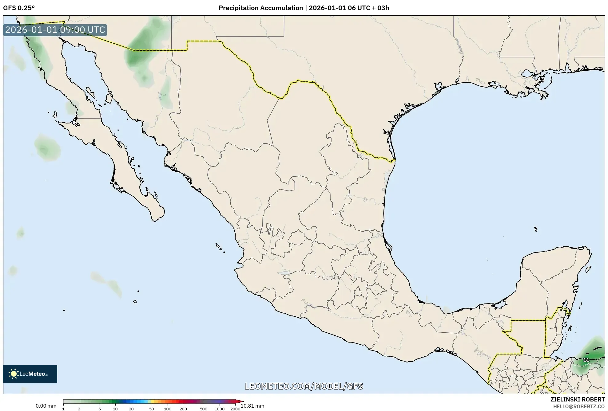 GFS model - Mexico, Precipitation Accumulation