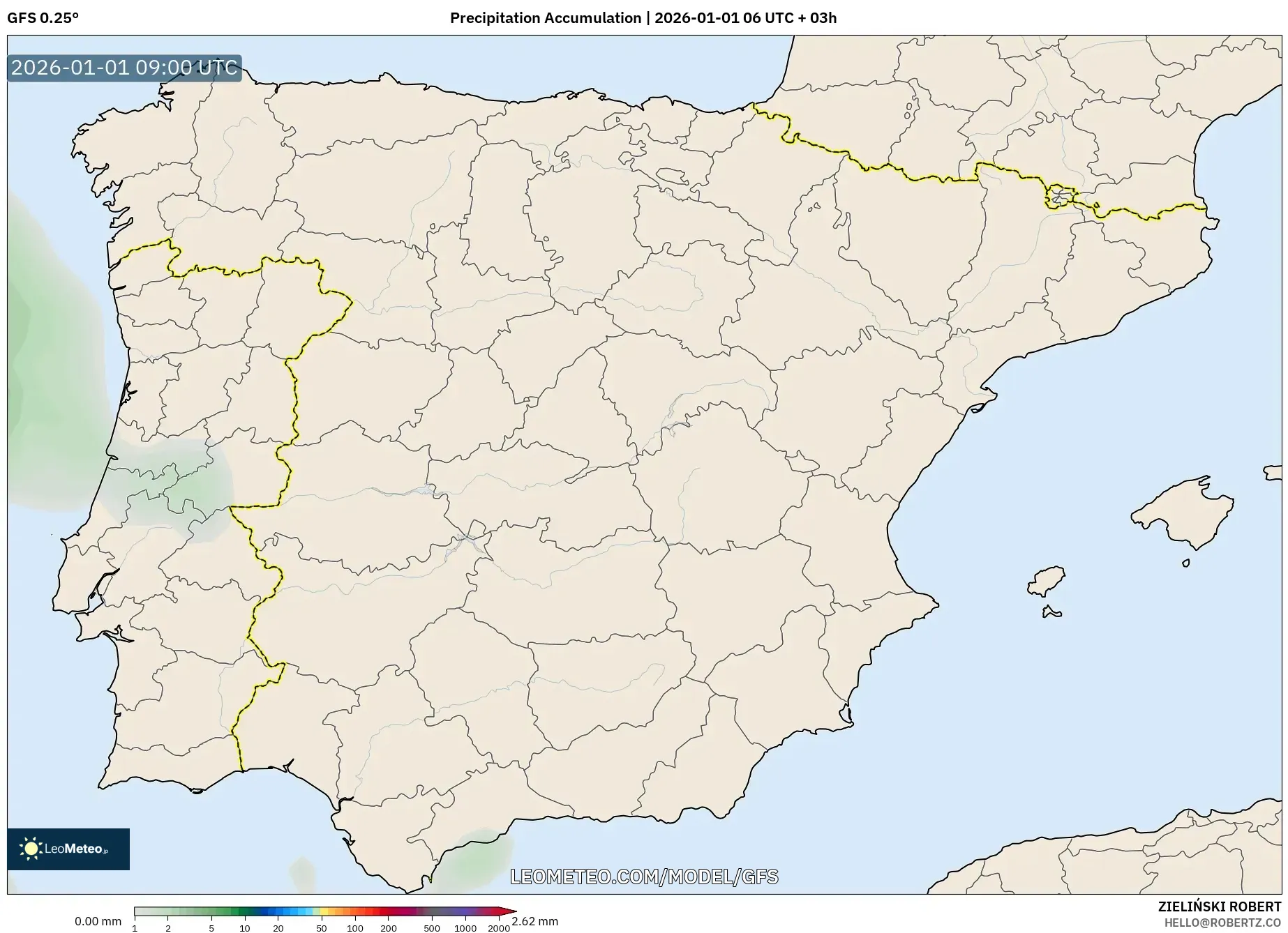 GFS model - Spain, Precipitation Accumulation