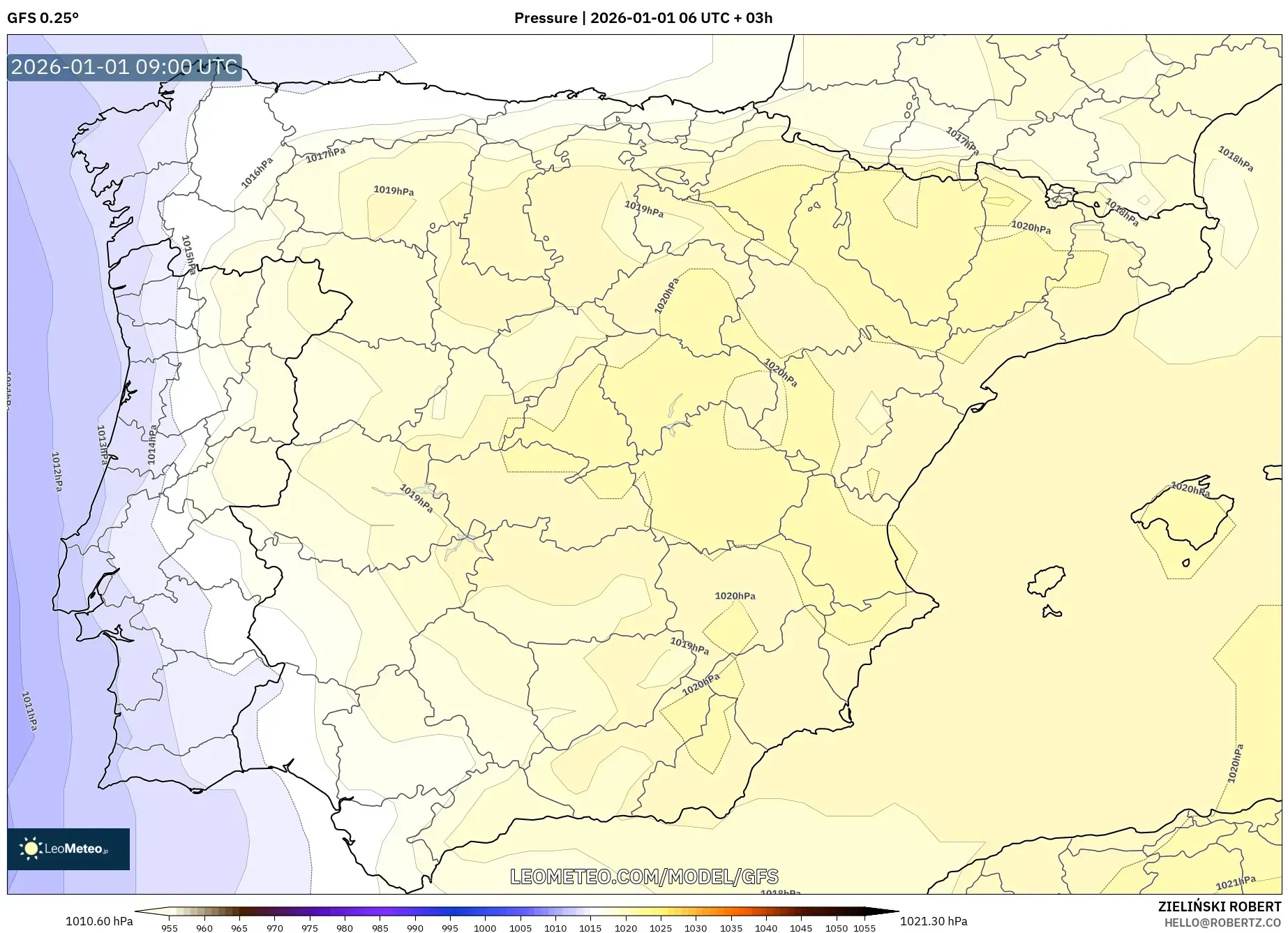 GFS model - Spain, Pressure