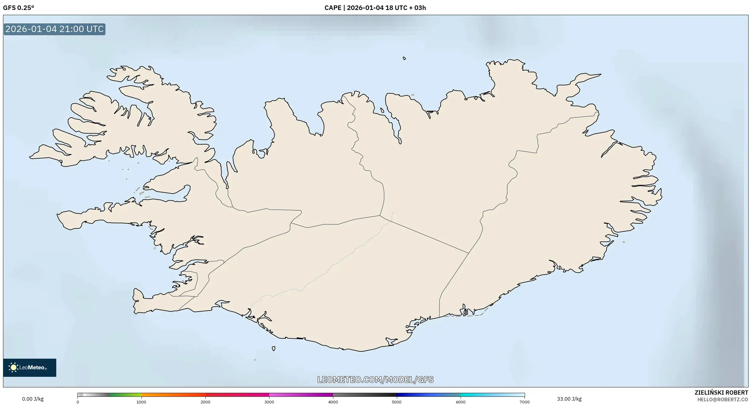 GFS model - Iceland, CAPE