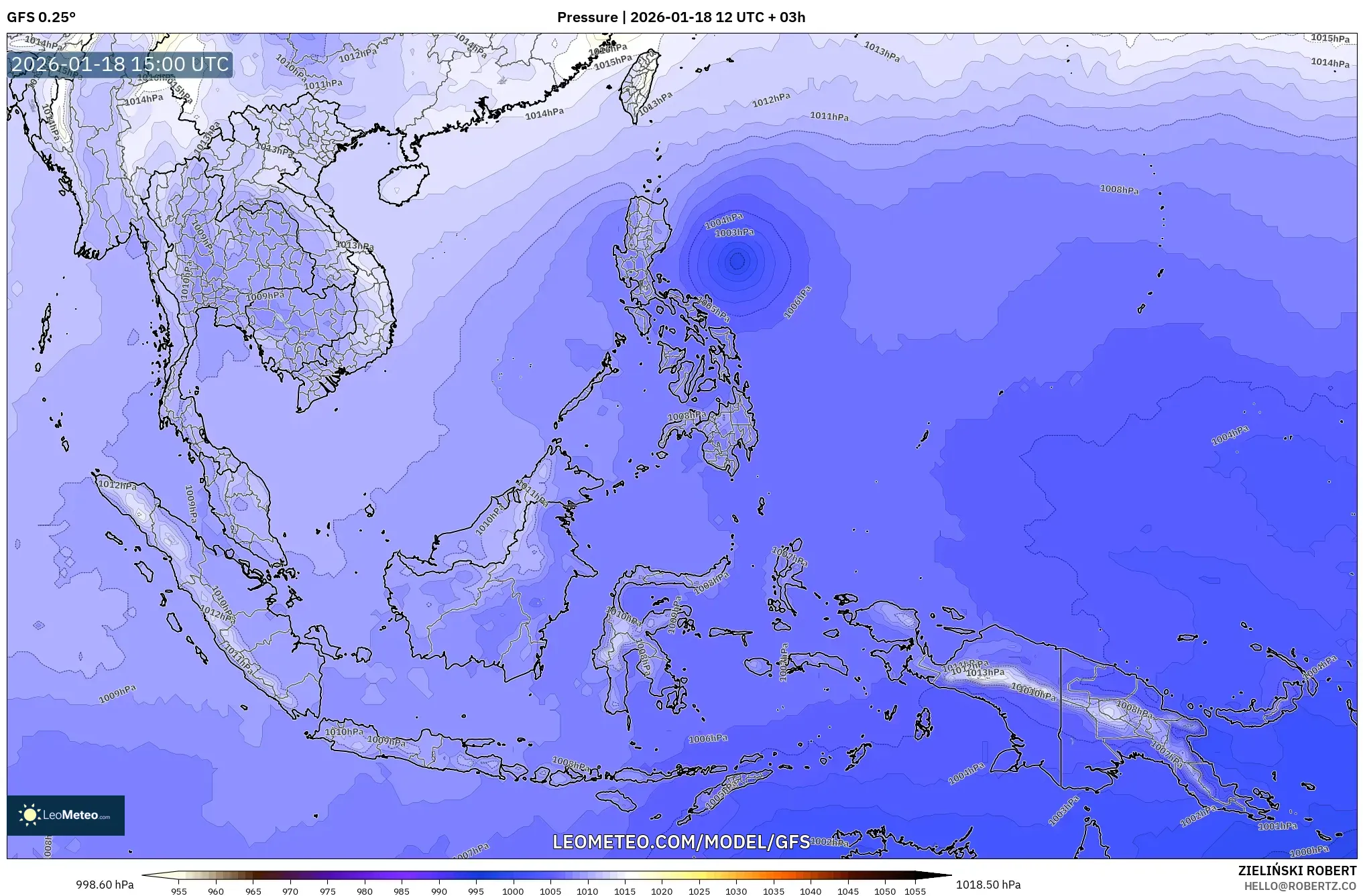 GFS model - South East Asia, Pressure