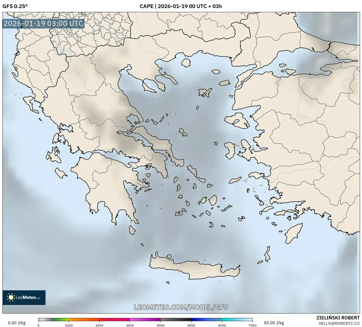 GFS model - Greece, CAPE