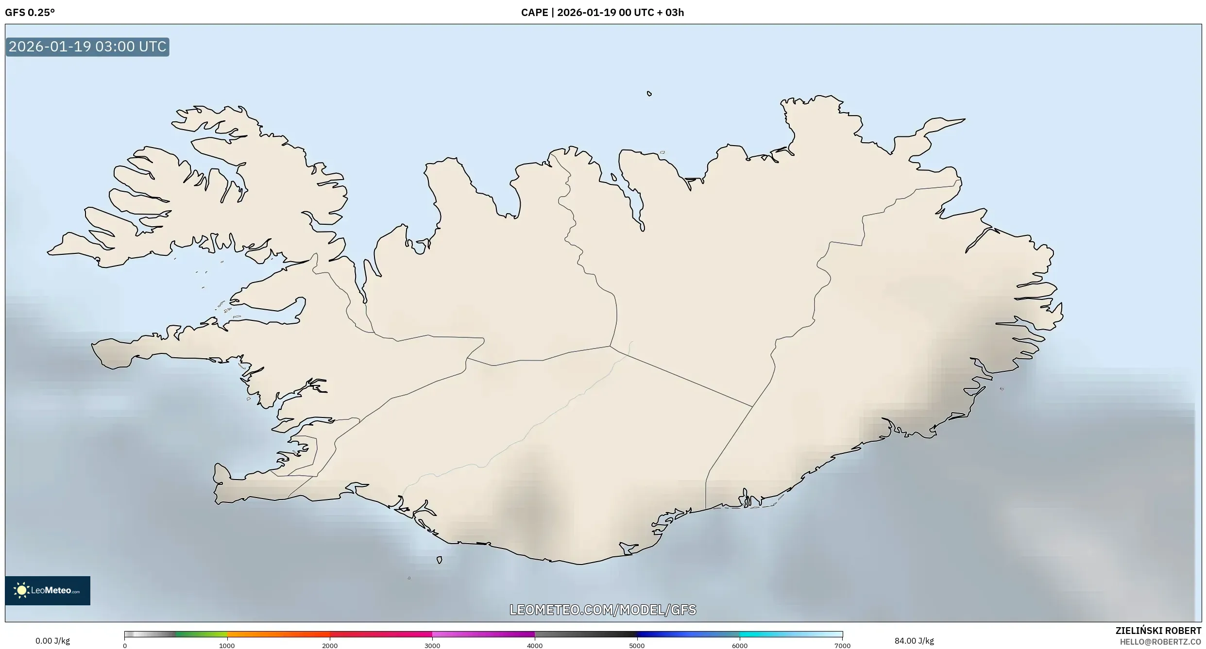 GFS model - Iceland, CAPE