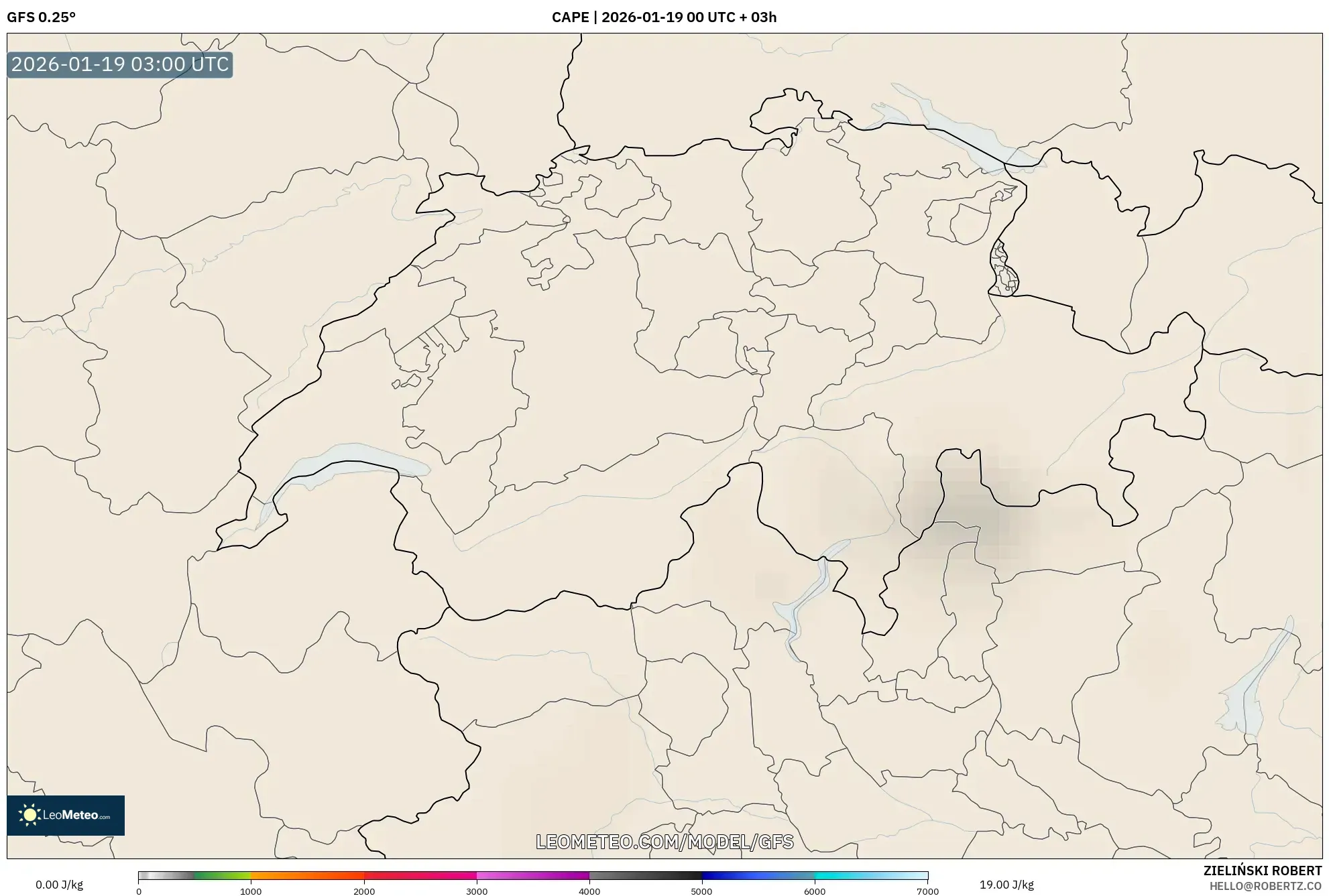 GFS model - Switzerland, CAPE