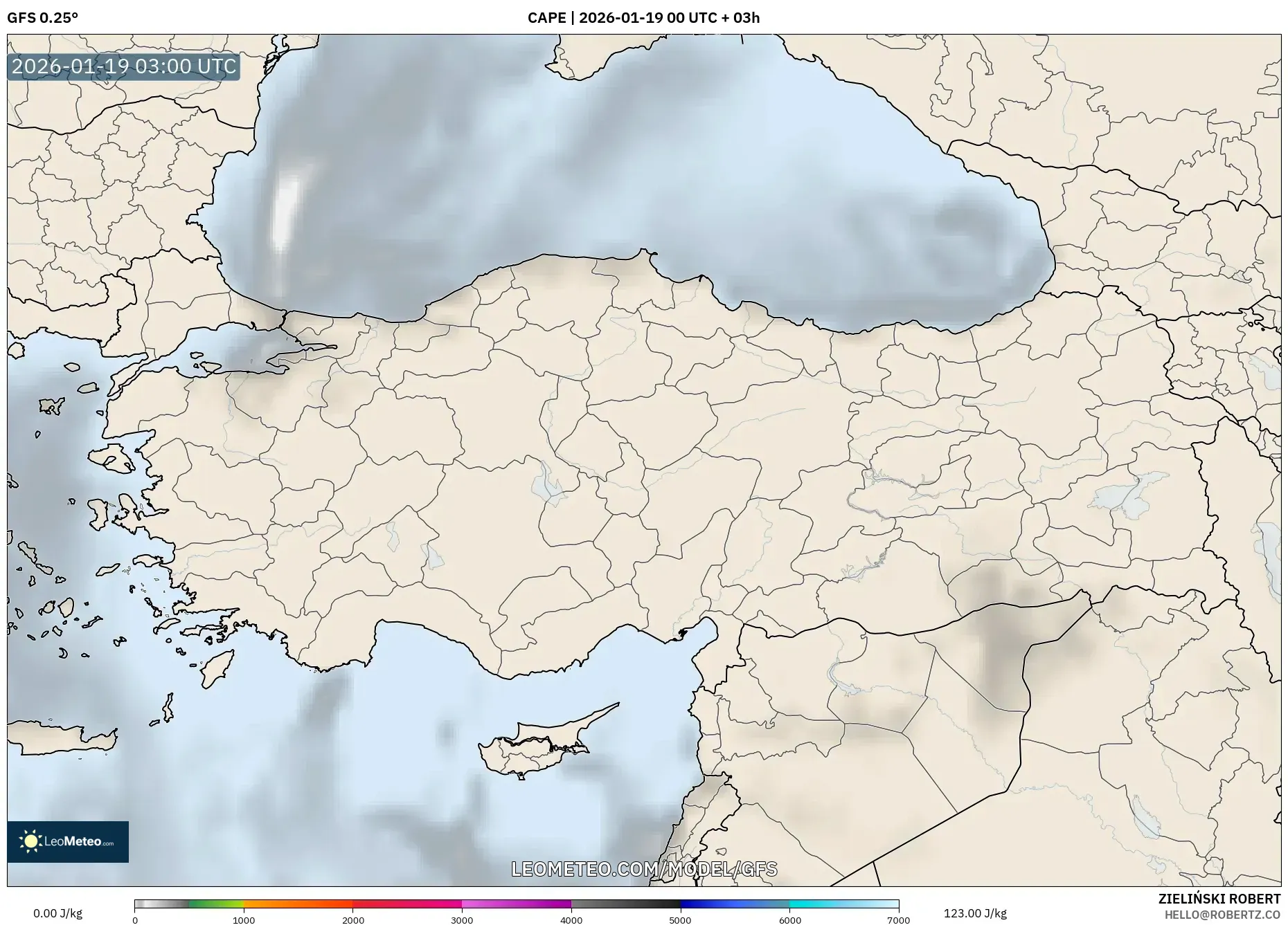 GFS model - Turkey, CAPE