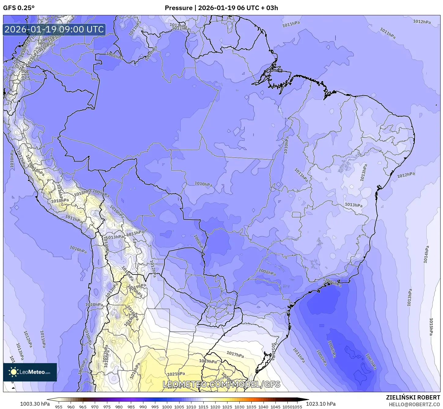 GFS model - Brazil, Pressure