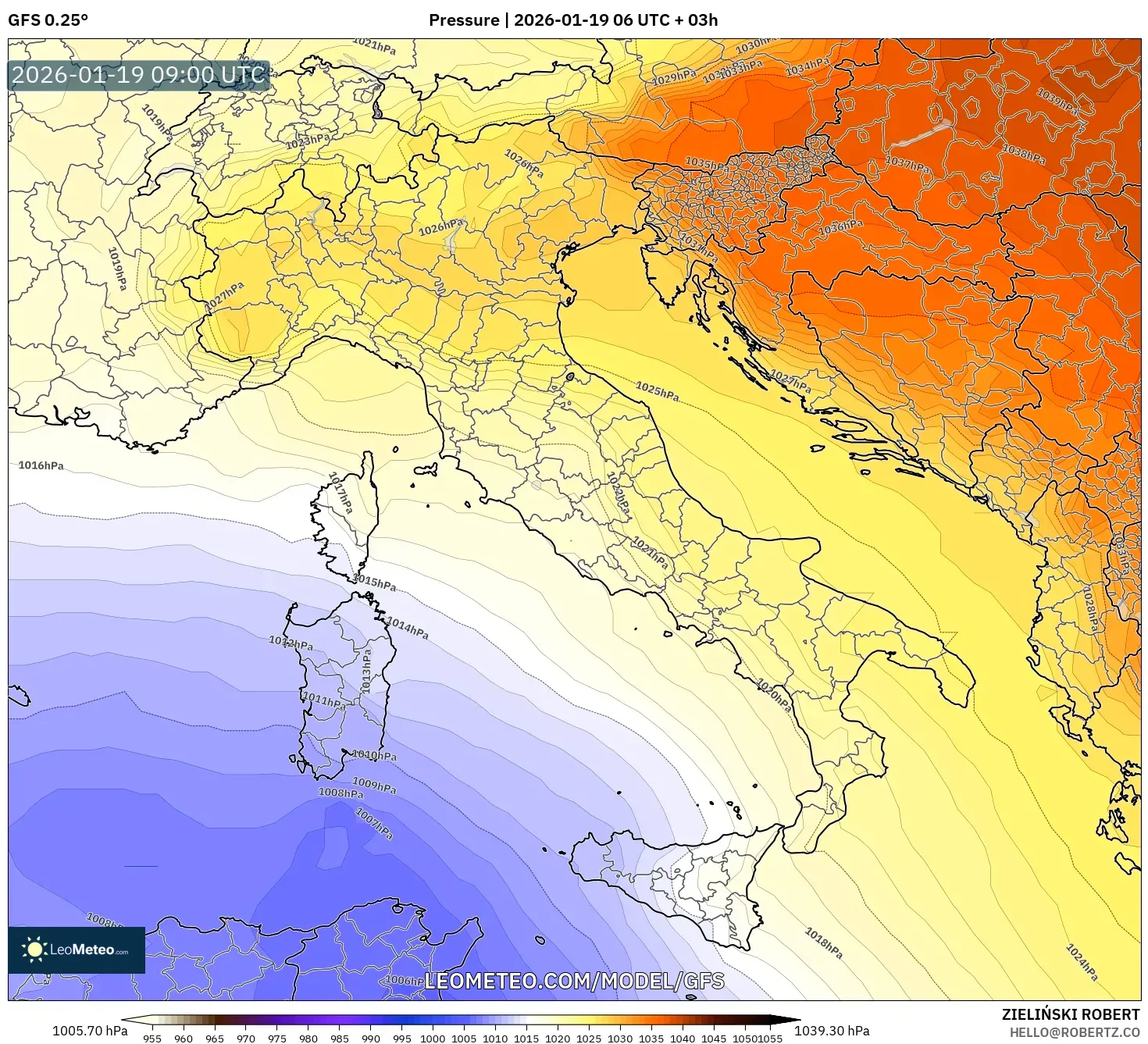 GFS model - Italy, Pressure