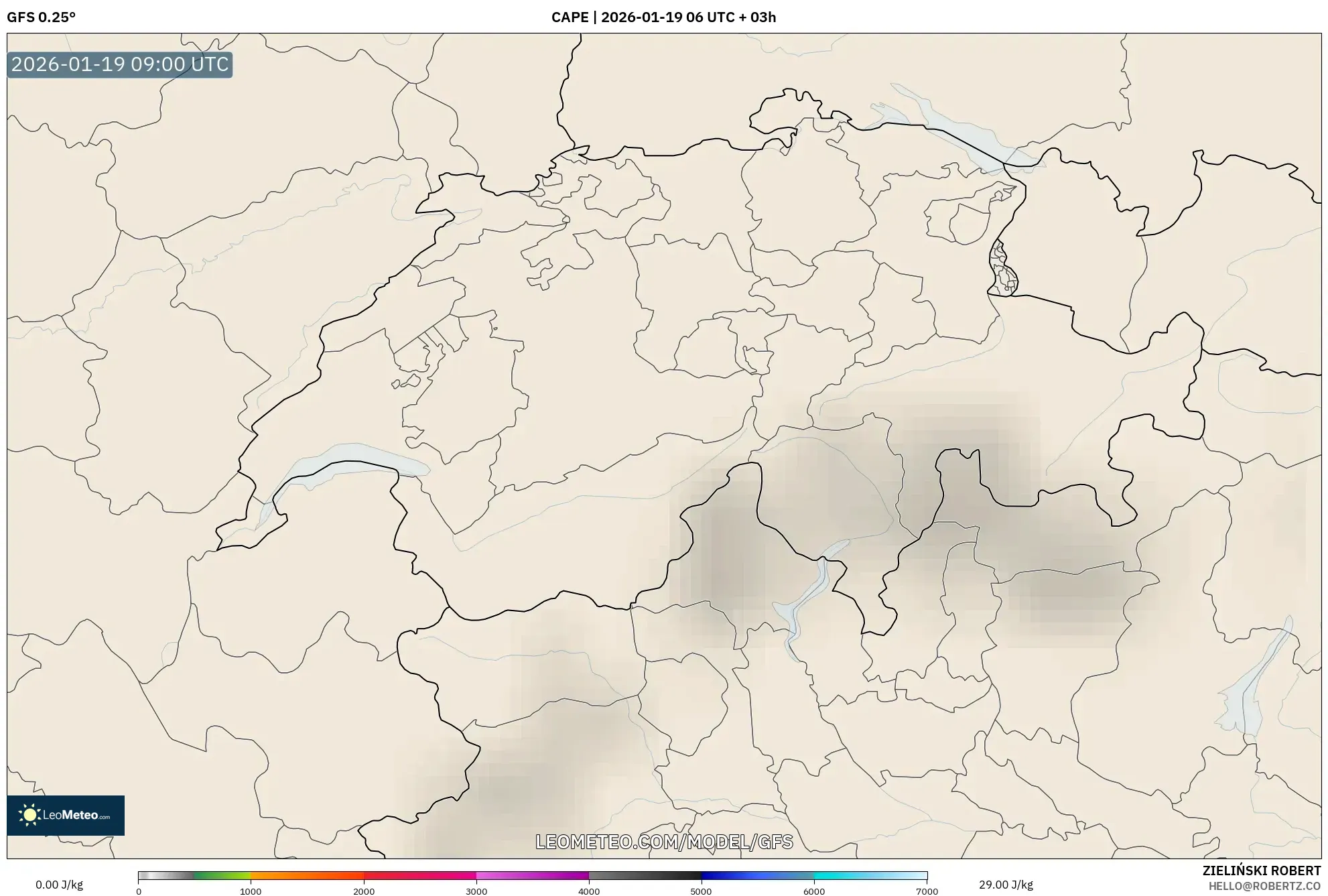 GFS model - Switzerland, CAPE