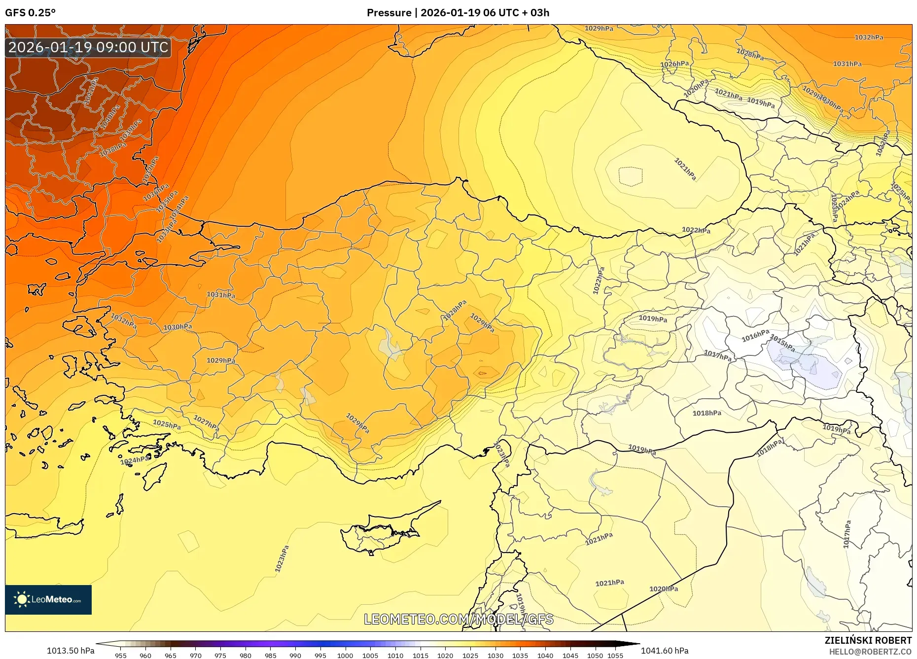 GFS model - Turkey, Pressure