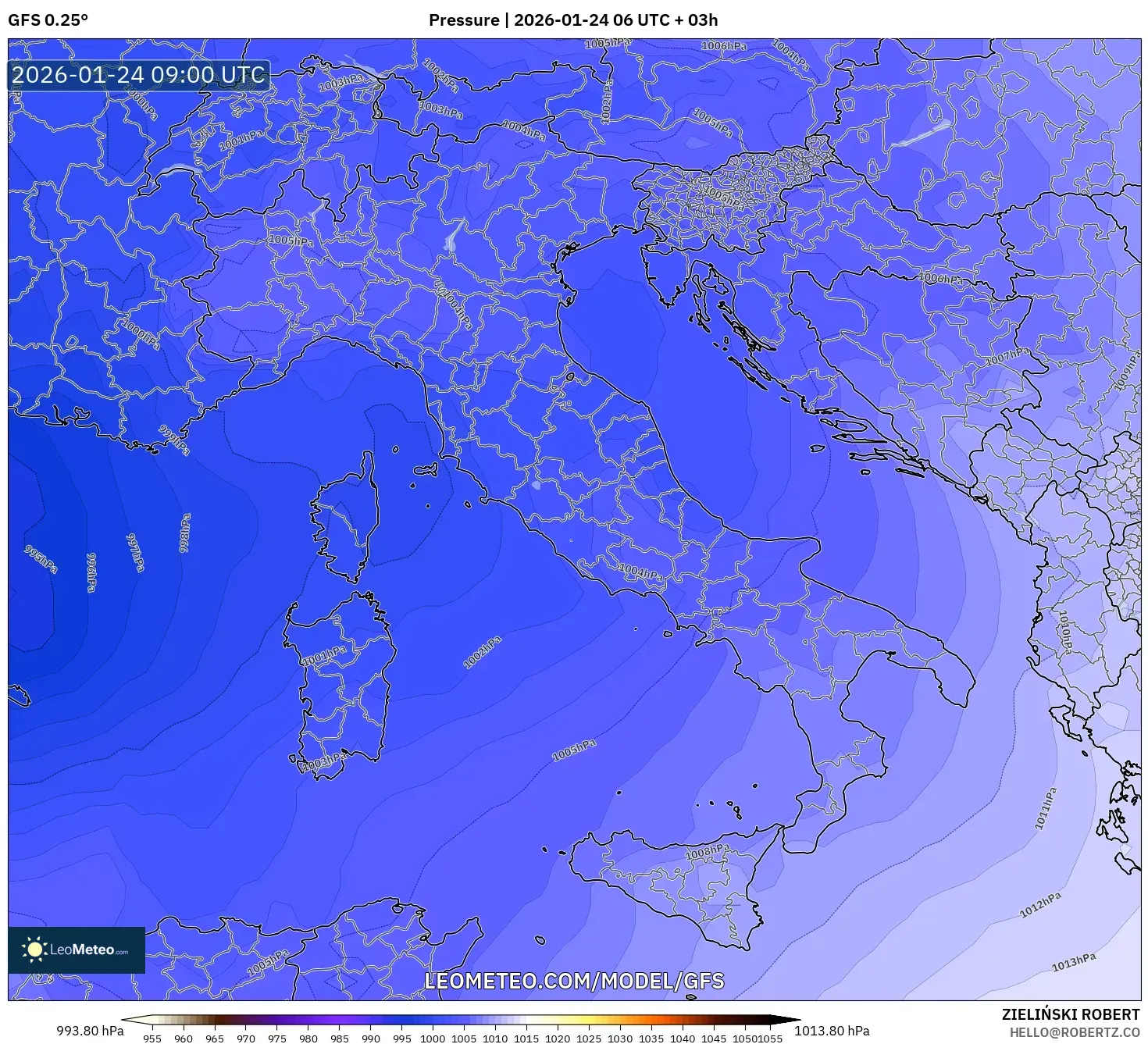 GFS model - Italy, Pressure