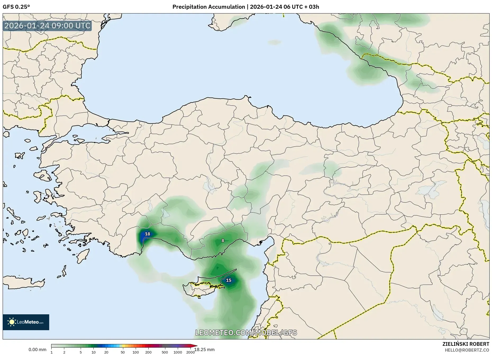 GFS model - Turkey, Precipitation Accumulation