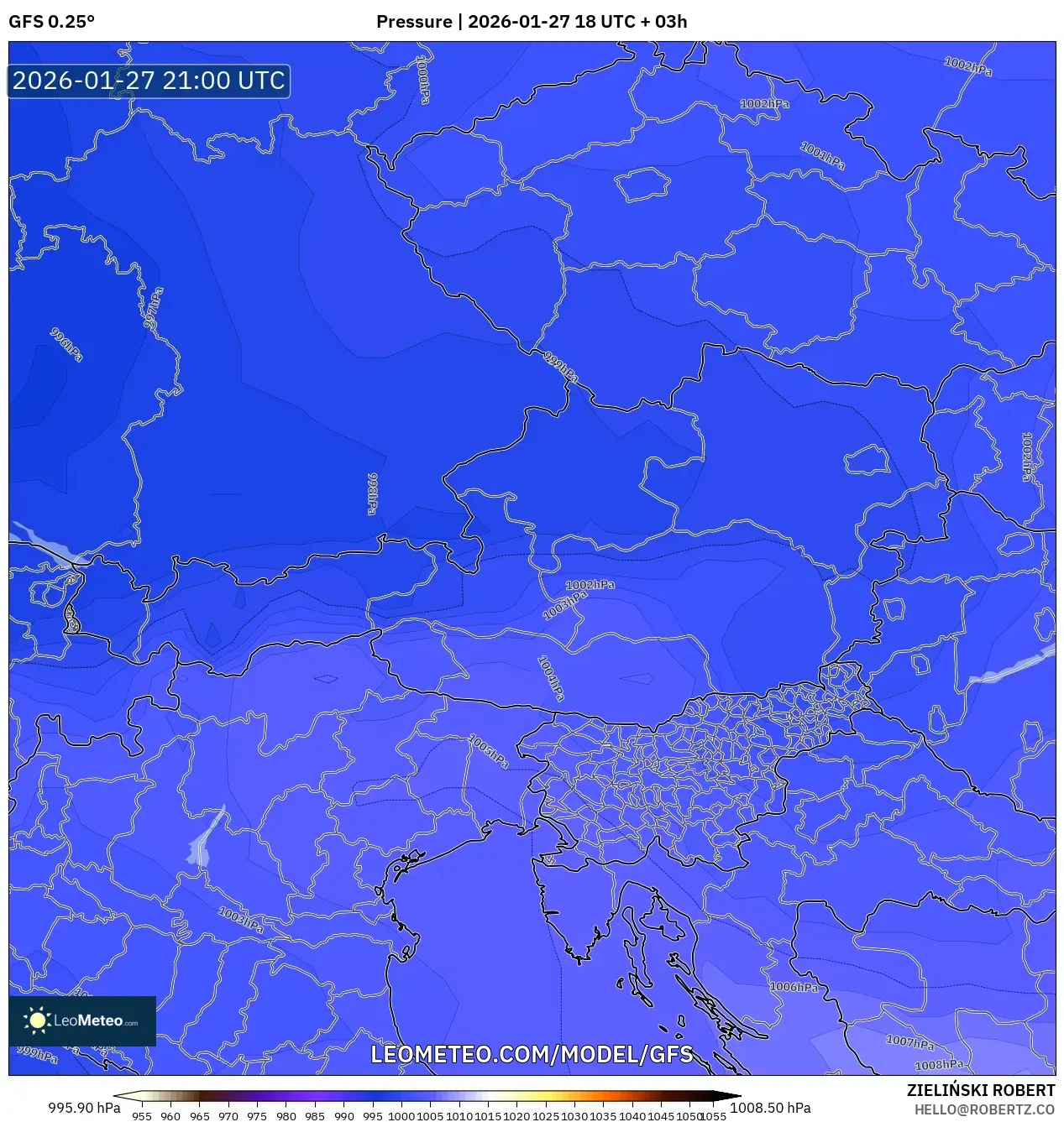 GFS model - Austria, Pressure