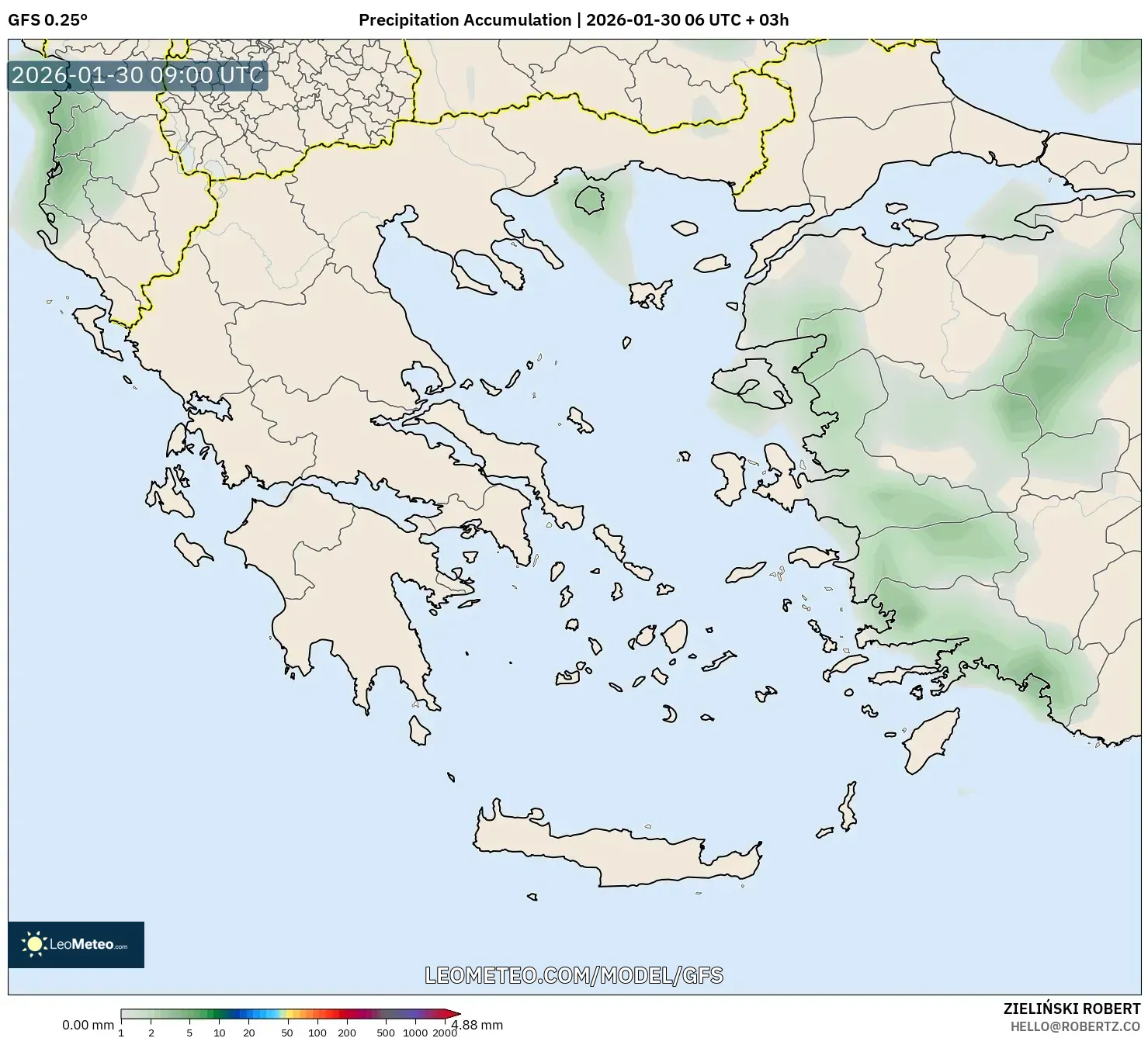 GFS model - Greece, Precipitation Accumulation