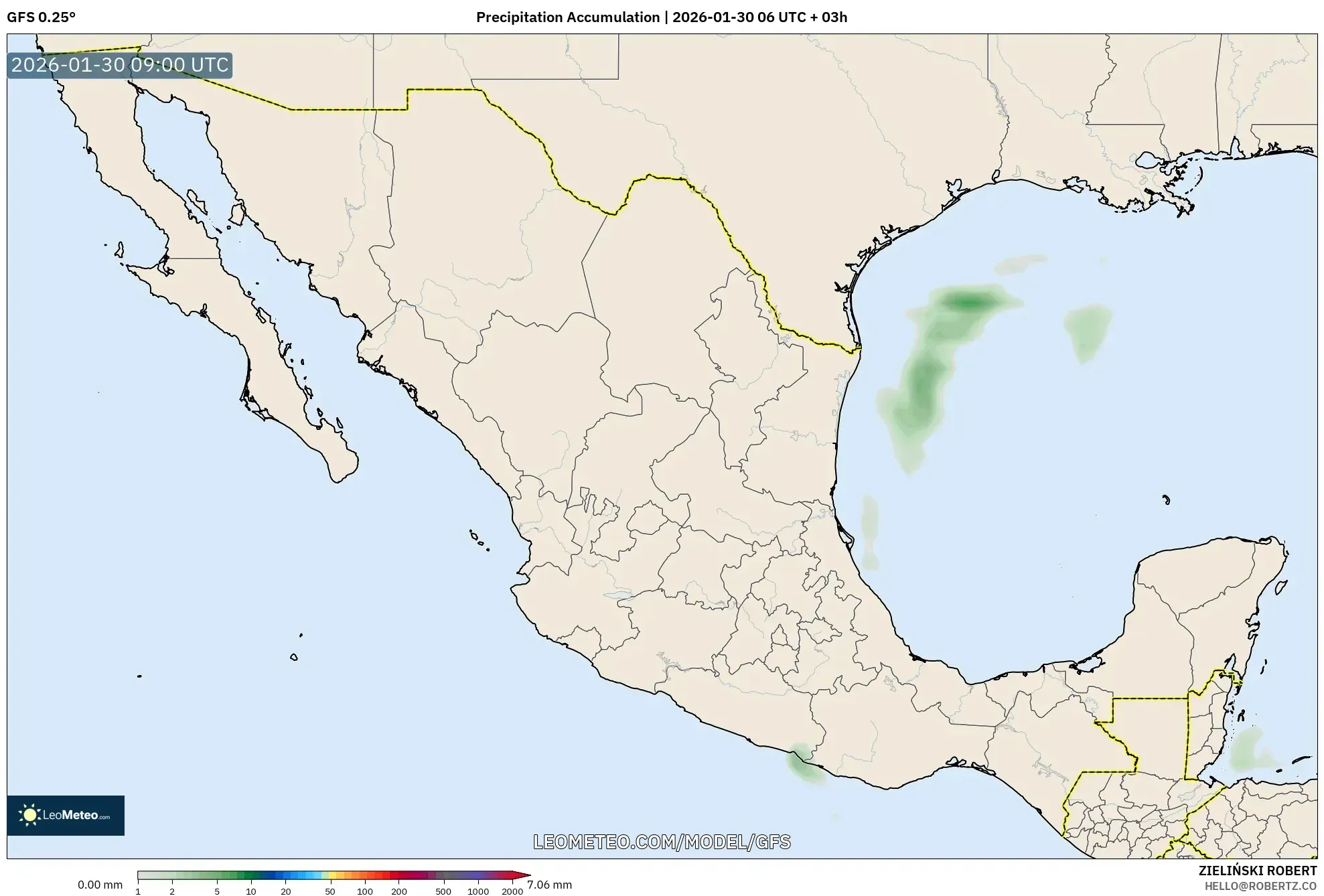 GFS model - Mexico, Precipitation Accumulation