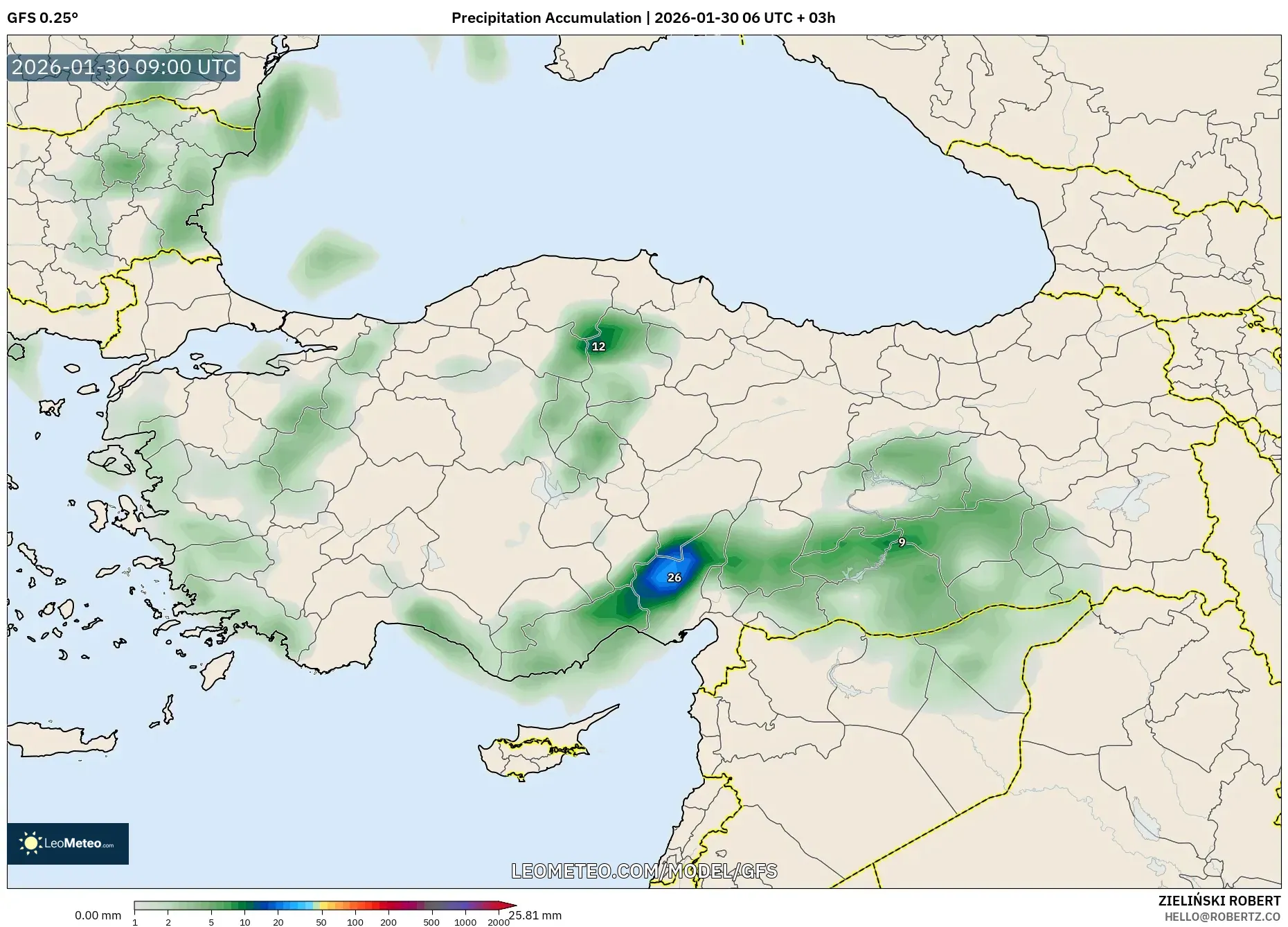 GFS model - Turkey, Precipitation Accumulation