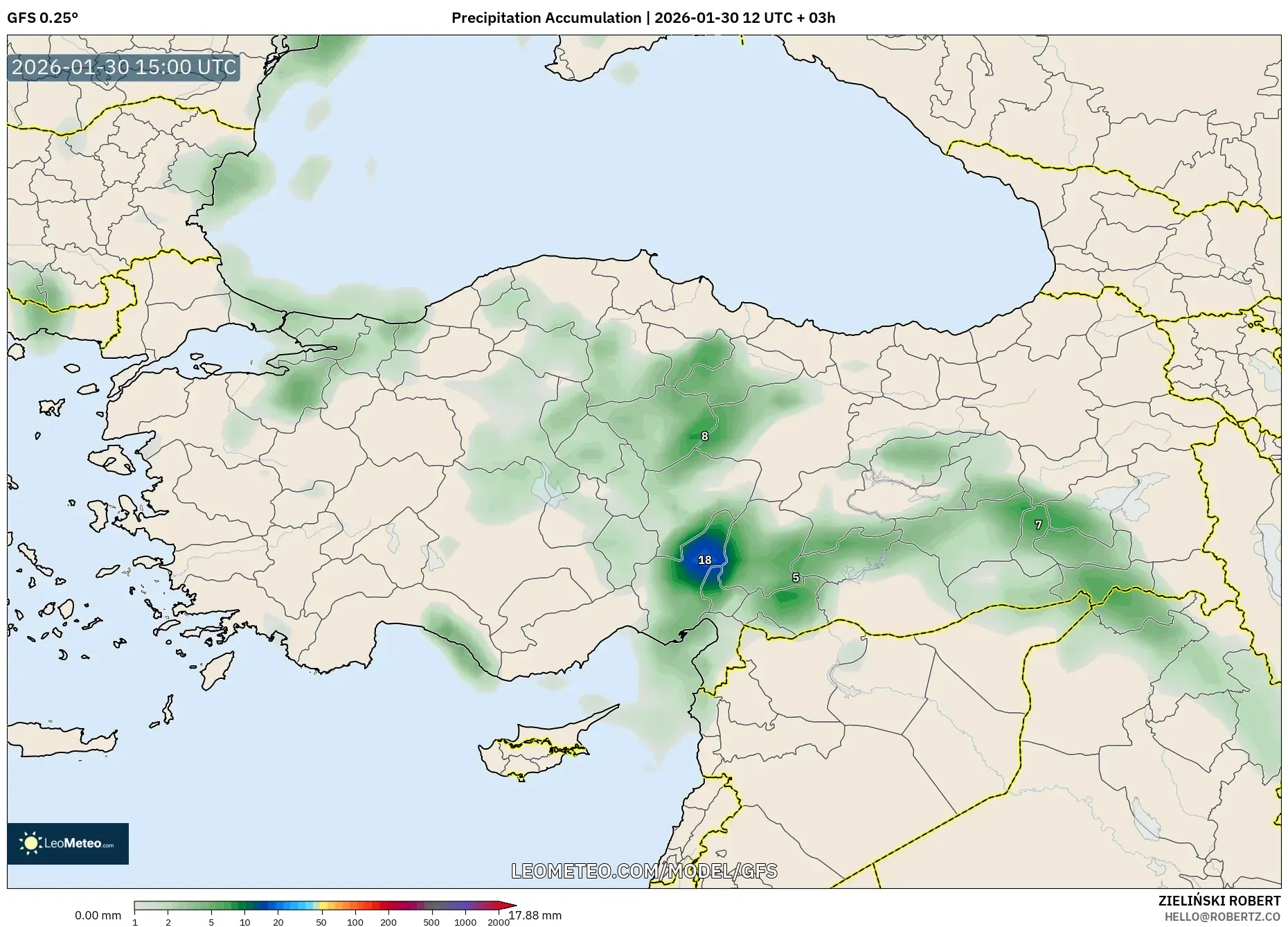 GFS model - Turkey, Precipitation Accumulation
