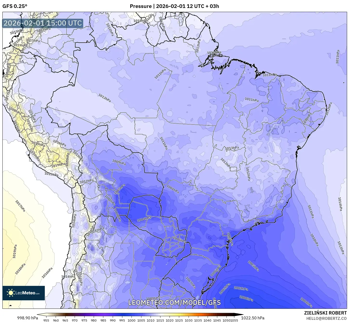 GFS model - Brazil, Pressure
