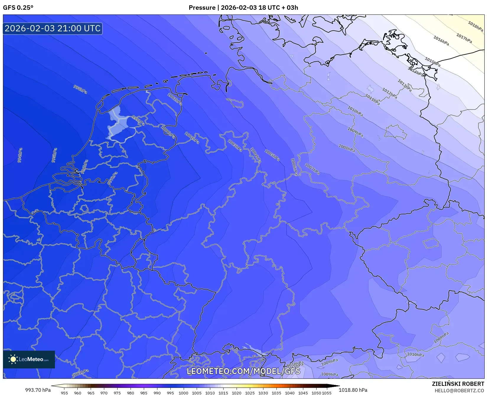 GFS model - Germany, Pressure