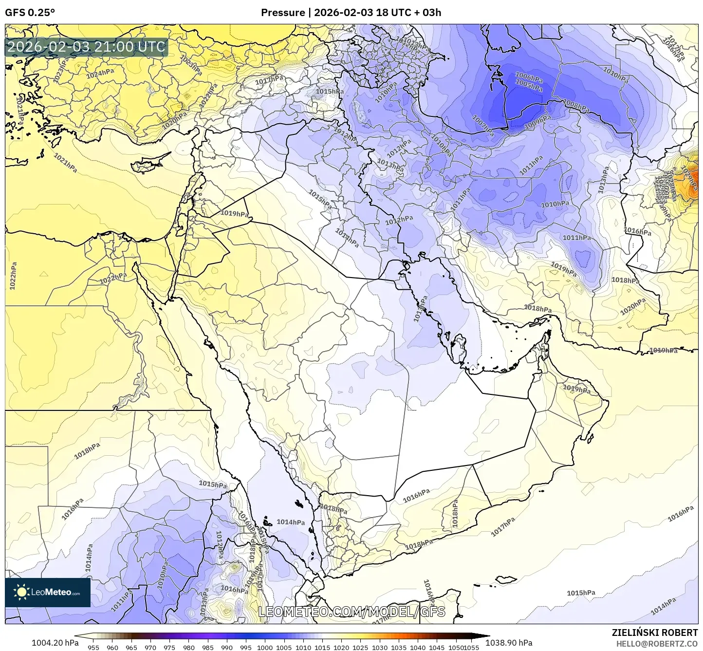 GFS model - Middle East, Pressure